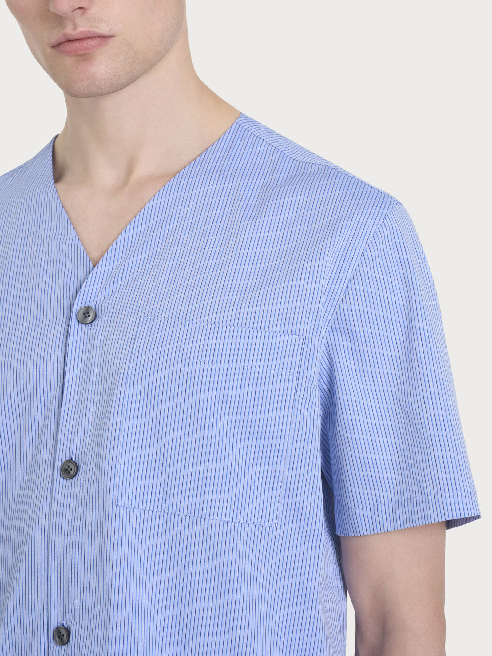 Ragno Classic pigiama corto aperto blu righe cotone