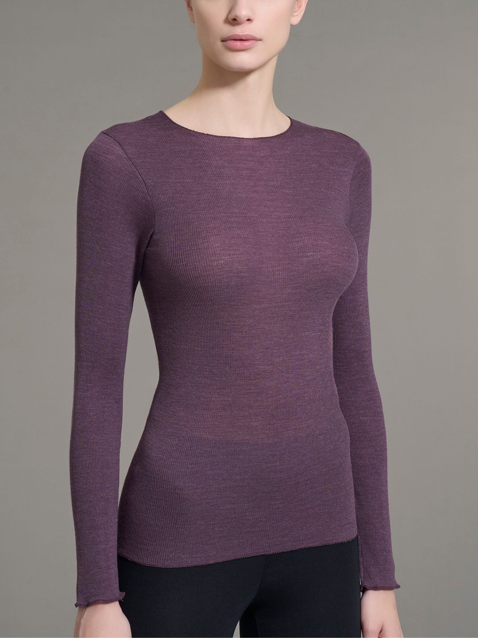 Ragno Lana Seta Maglia Girocollo Plum Perfect Calda