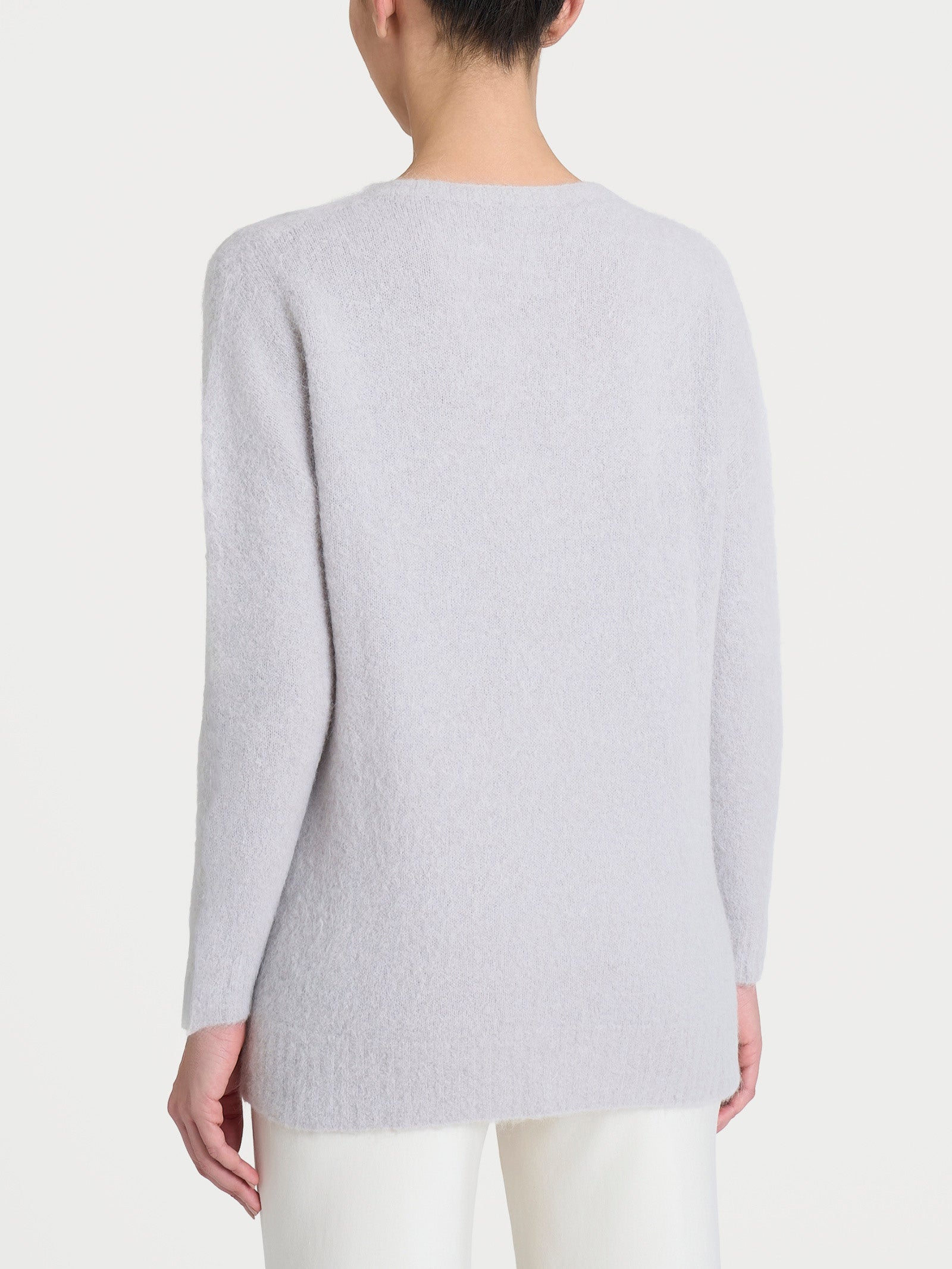 Ragno Misto Alpaca maglia girocollo grigio perla boxy