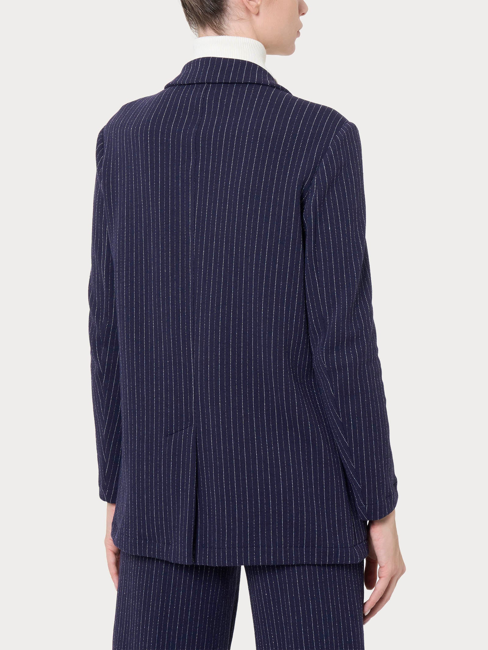 Ragno Eco Jacquard blazer over gessato blu destrutturato