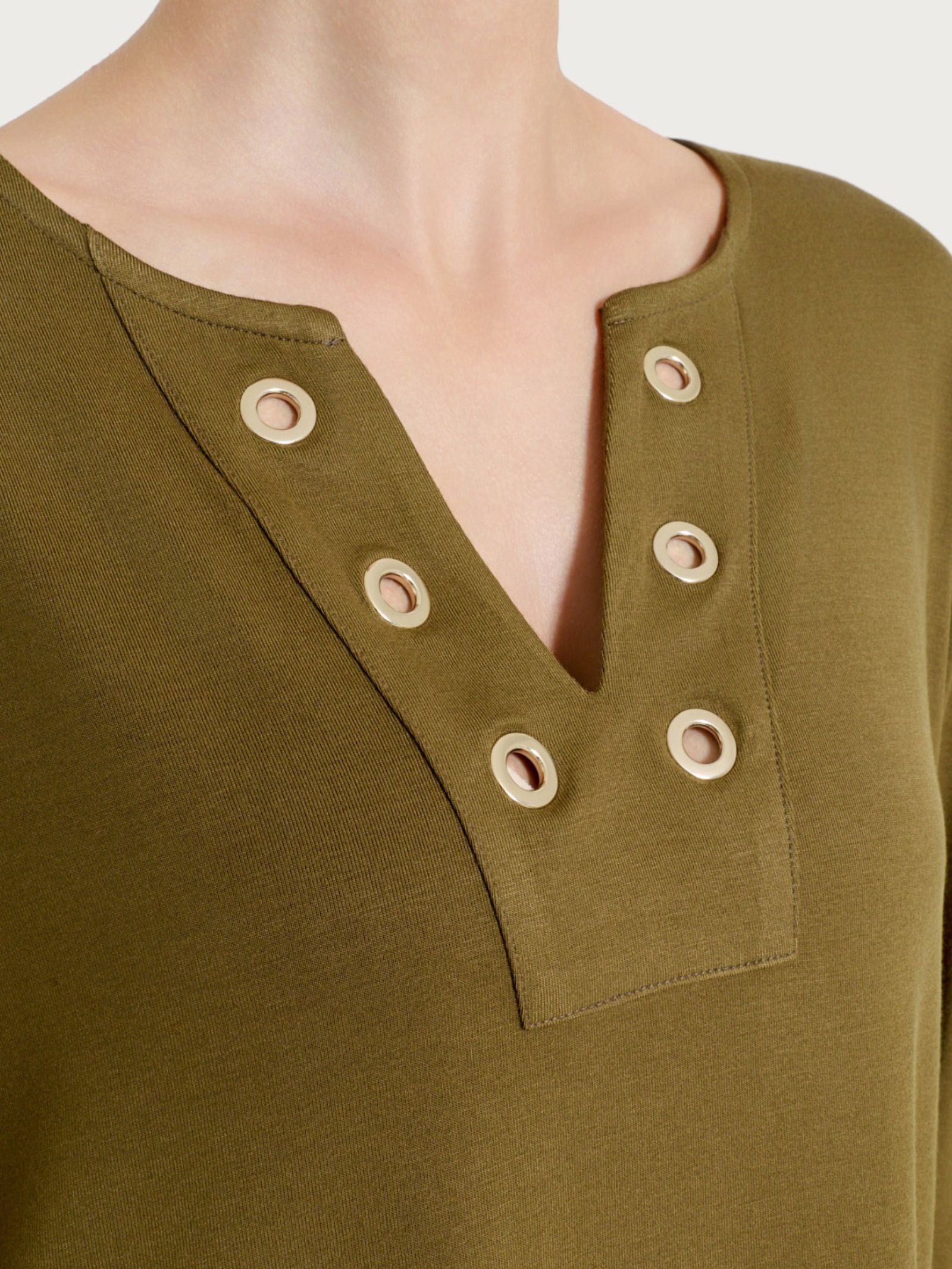 Ragno Viscosa Summer maglietta scollo V verde maniche 3/4