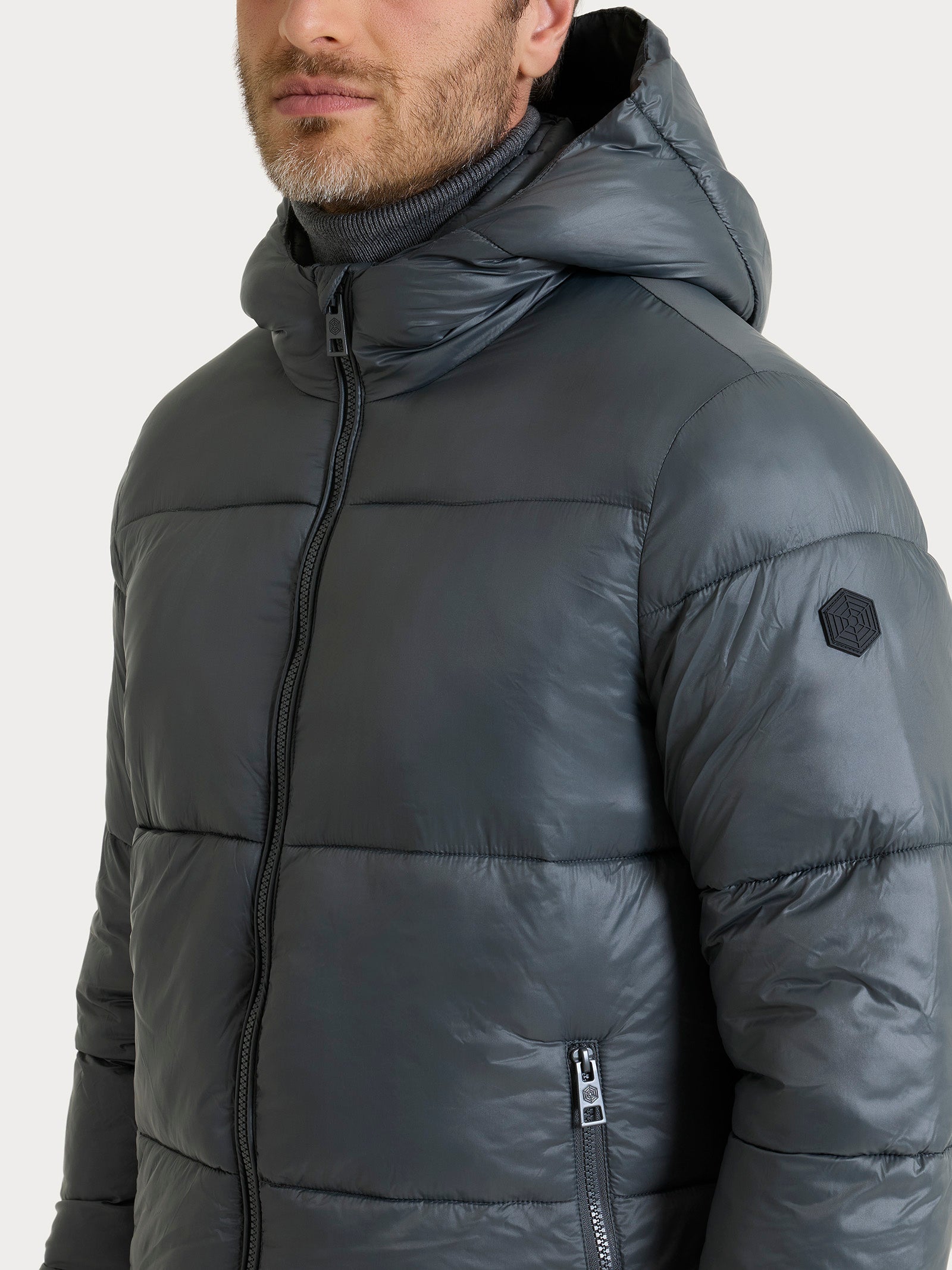 Ragno Vegan Down piumino shiny cappuccio Dark Shadow