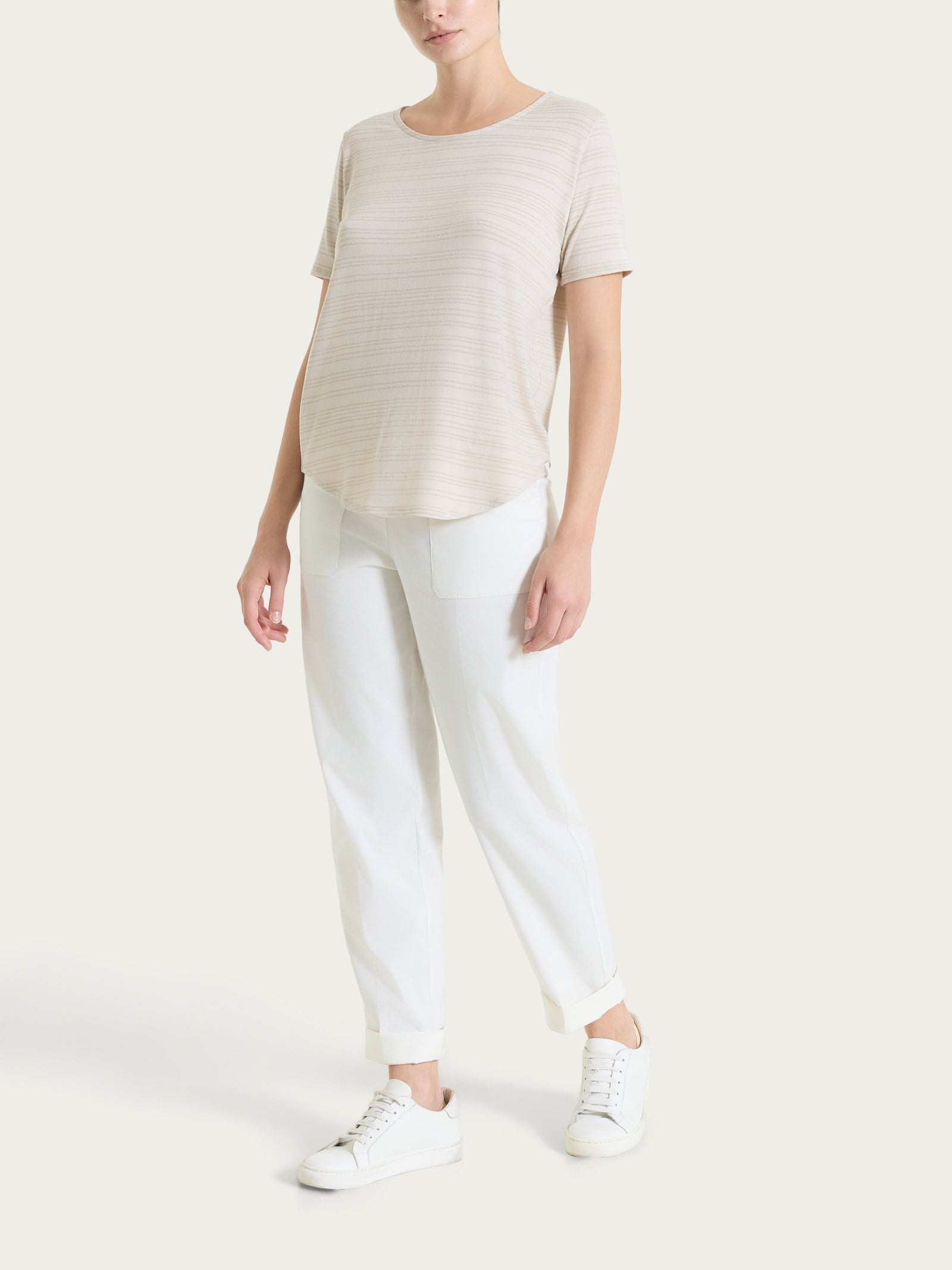 Ragno Viscosa Summer maglietta righe lurex manica corta champignon