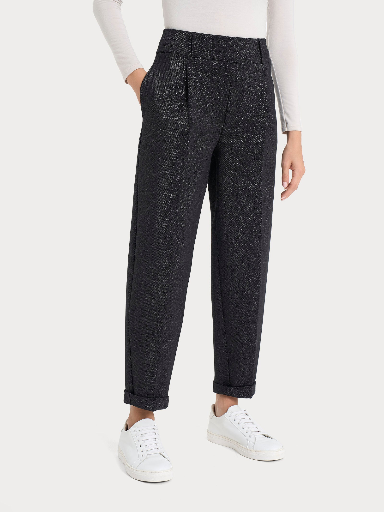 Ragno Eco Jacquard Pantalone Carota Donna Nero Tapered