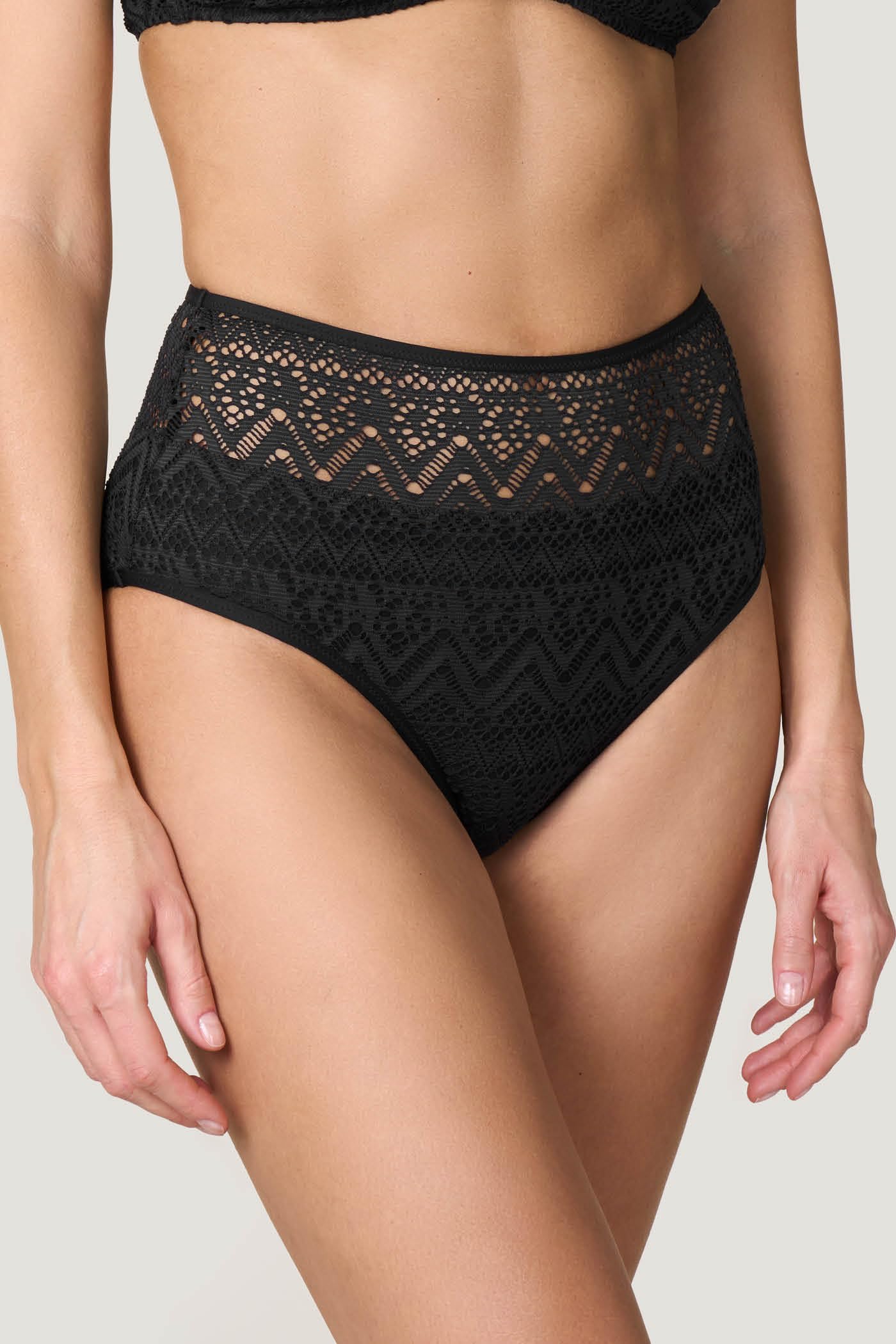 Goldenpoint Delfi Slip Bikini Fianco Alto Pizzo Tinta Unita