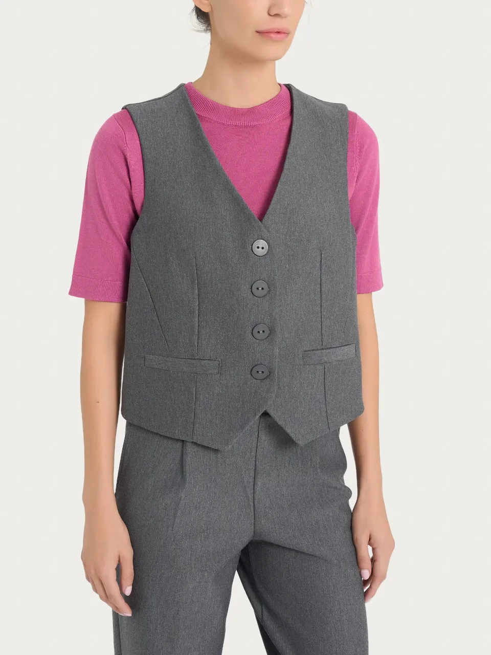 Ragno Compact gilet 4 bottoni ardesia punto Milano