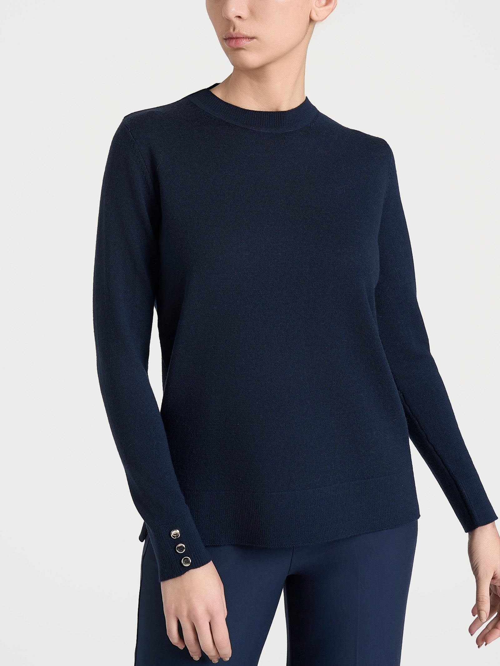 Ragno Merino Soft Maglia Girocollo Donna Blu Bleu Lana