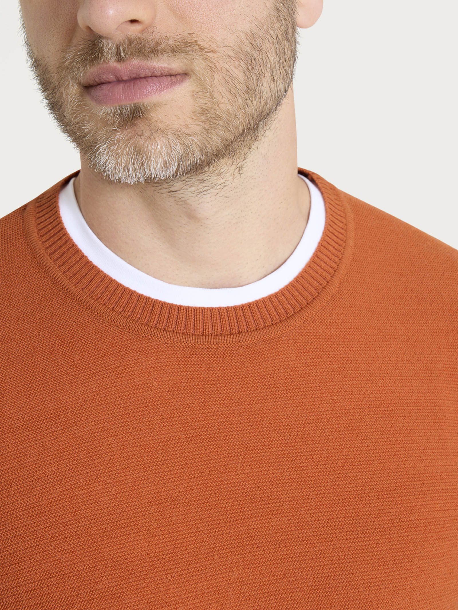 Ragno Merino Soft Punto Links Maglione Girocollo Rust Pura Lana