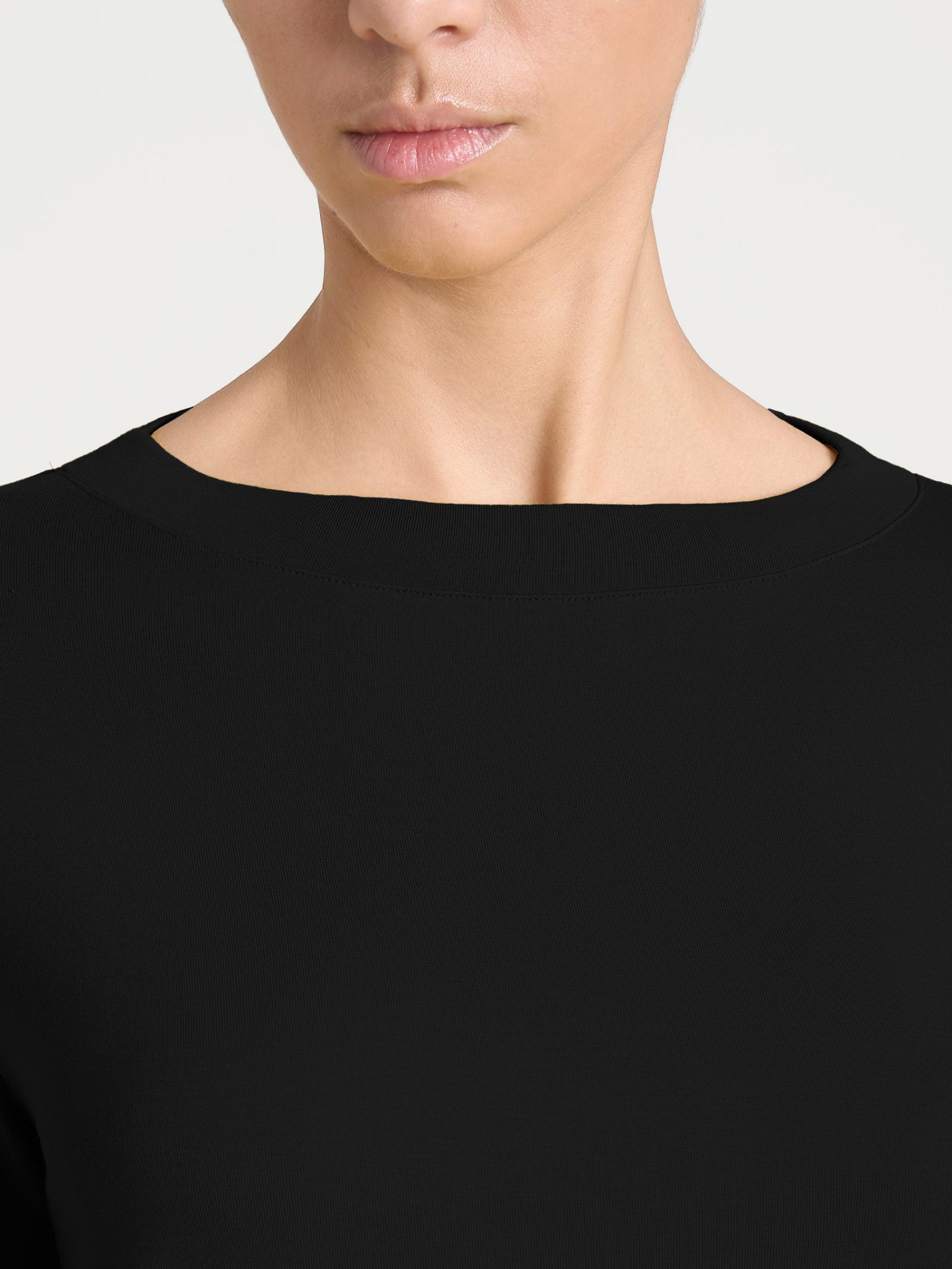 Ragno Eco Viscosa Barchetta Manica Lunga maglietta Nero morbida