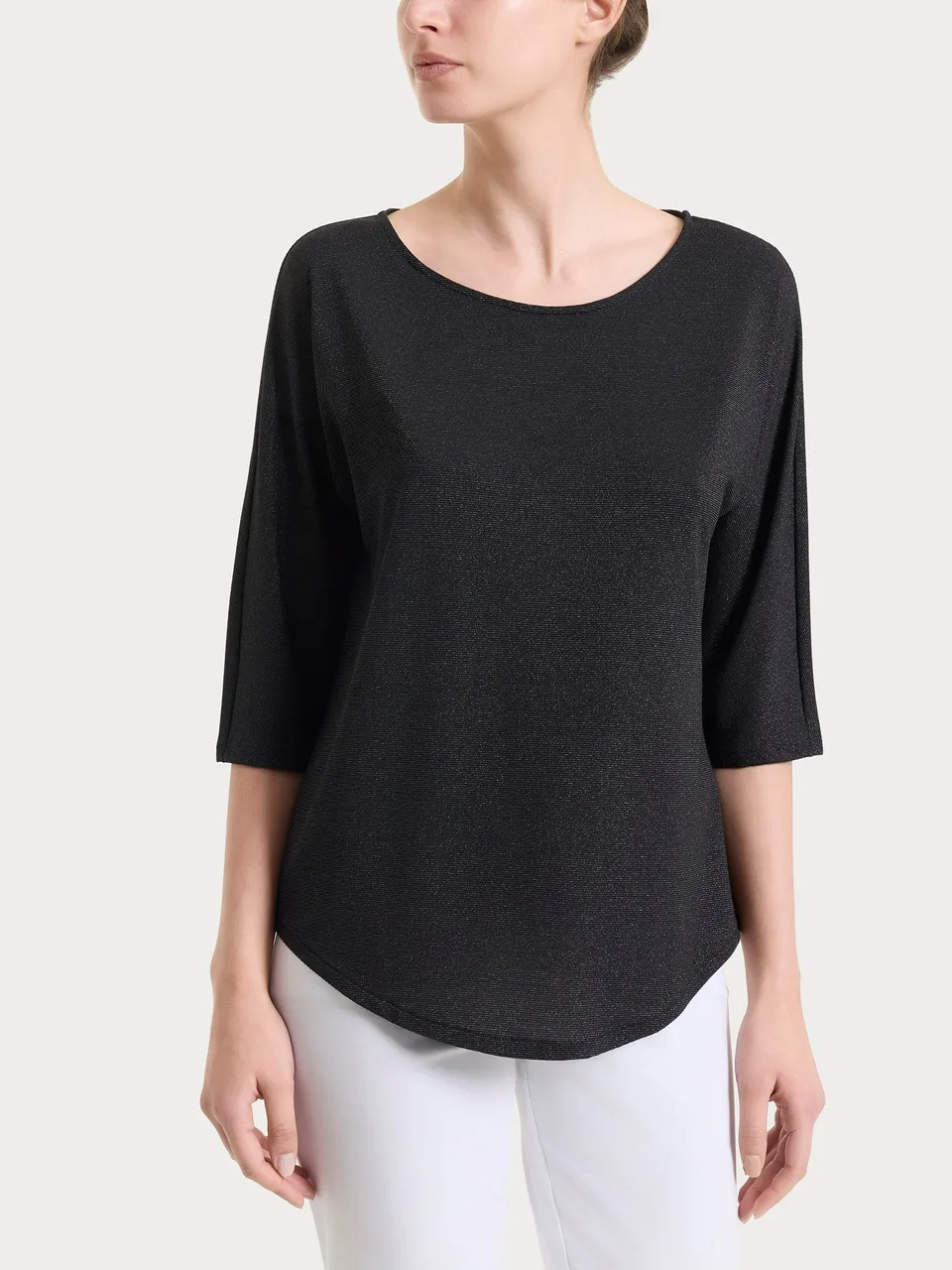 Ragno Summer Light Maglietta Kimono Nero Righe misto viscosa