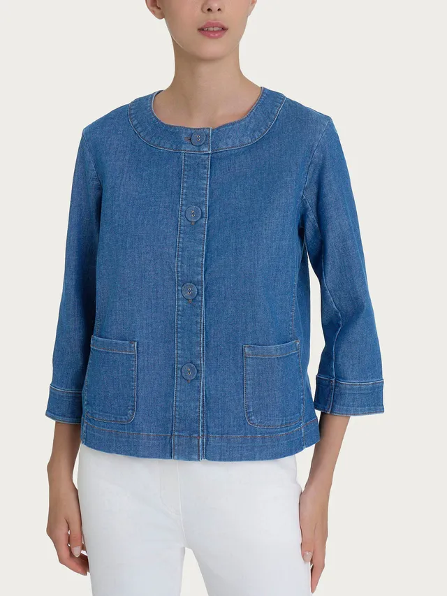 Ragno Super Denim giacca donna delavé manica 3/4 bottoni