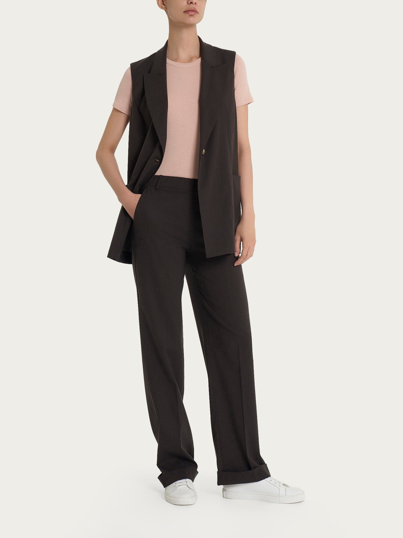 Ragno Super Natural Gilet Lungo Tencel Chocolate Torte