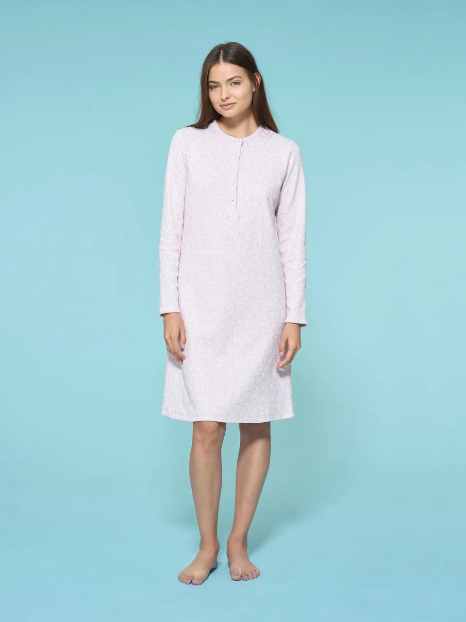 Ragno Jersey Cotone Camicia Notte Serafino Lavender Fog Cotone