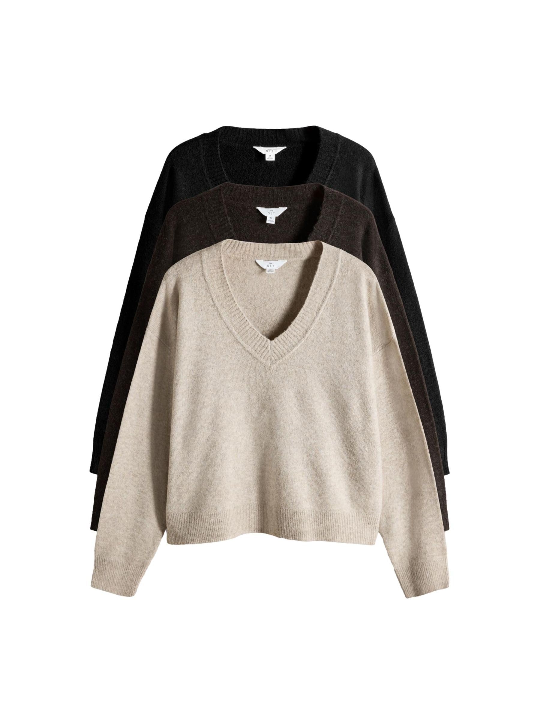 Geo Next The Set Maglioni Scollo a V in Lana donna x3