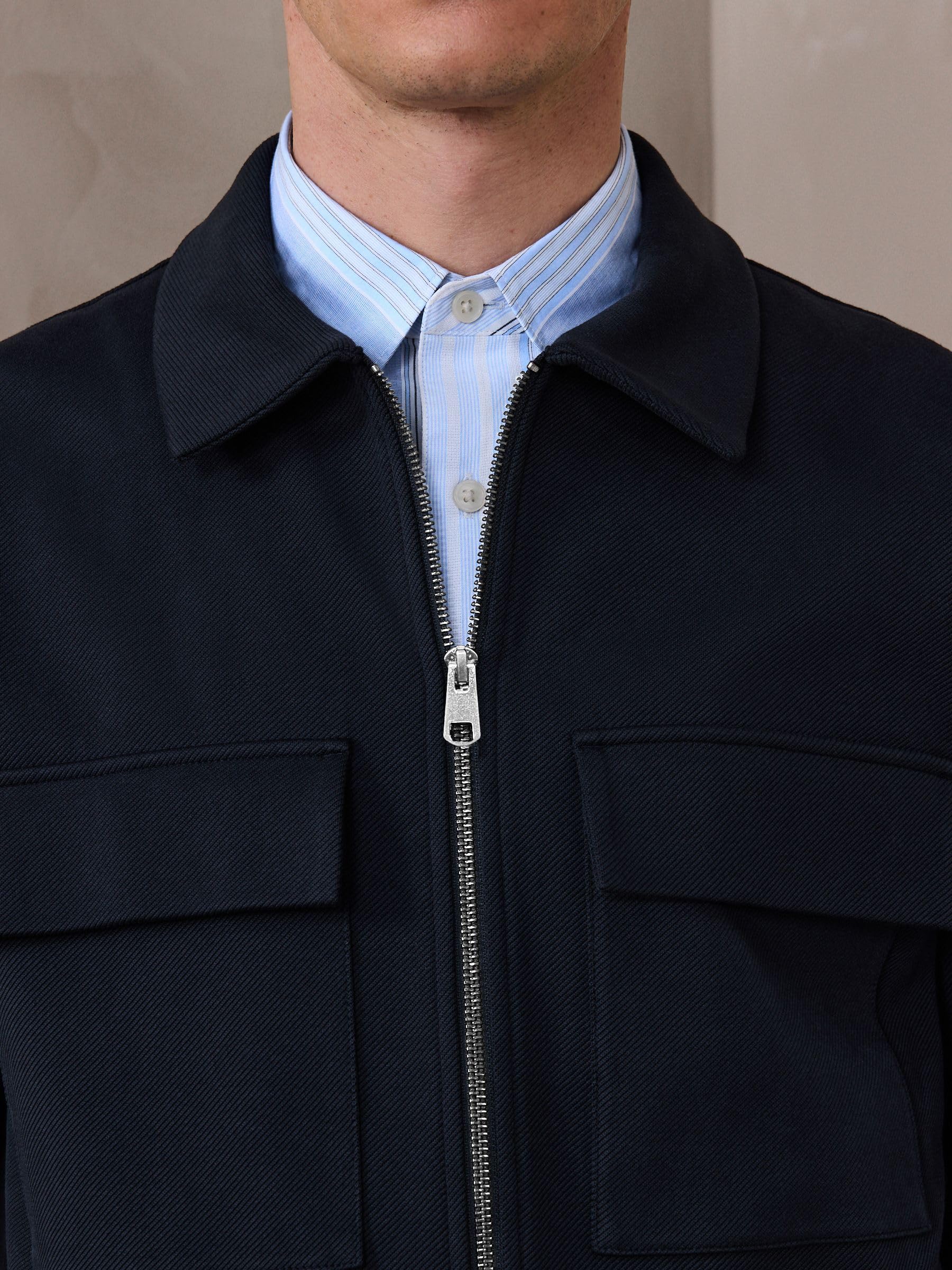 Next N. Premium giacca camicia uomo jersey con zip