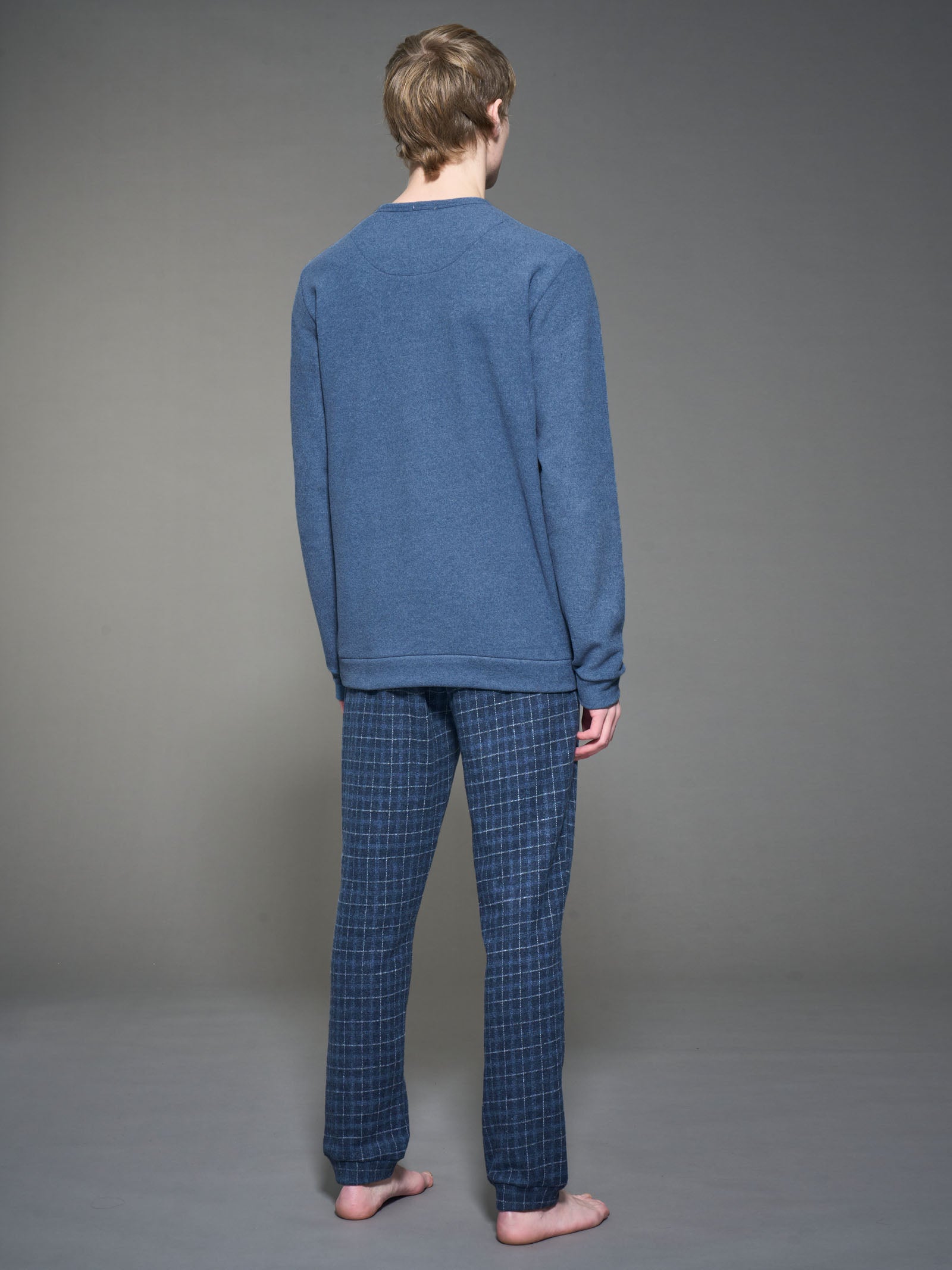 Ragno Cotton Eco Pile Lungo Serafino pigiama indigo cotone
