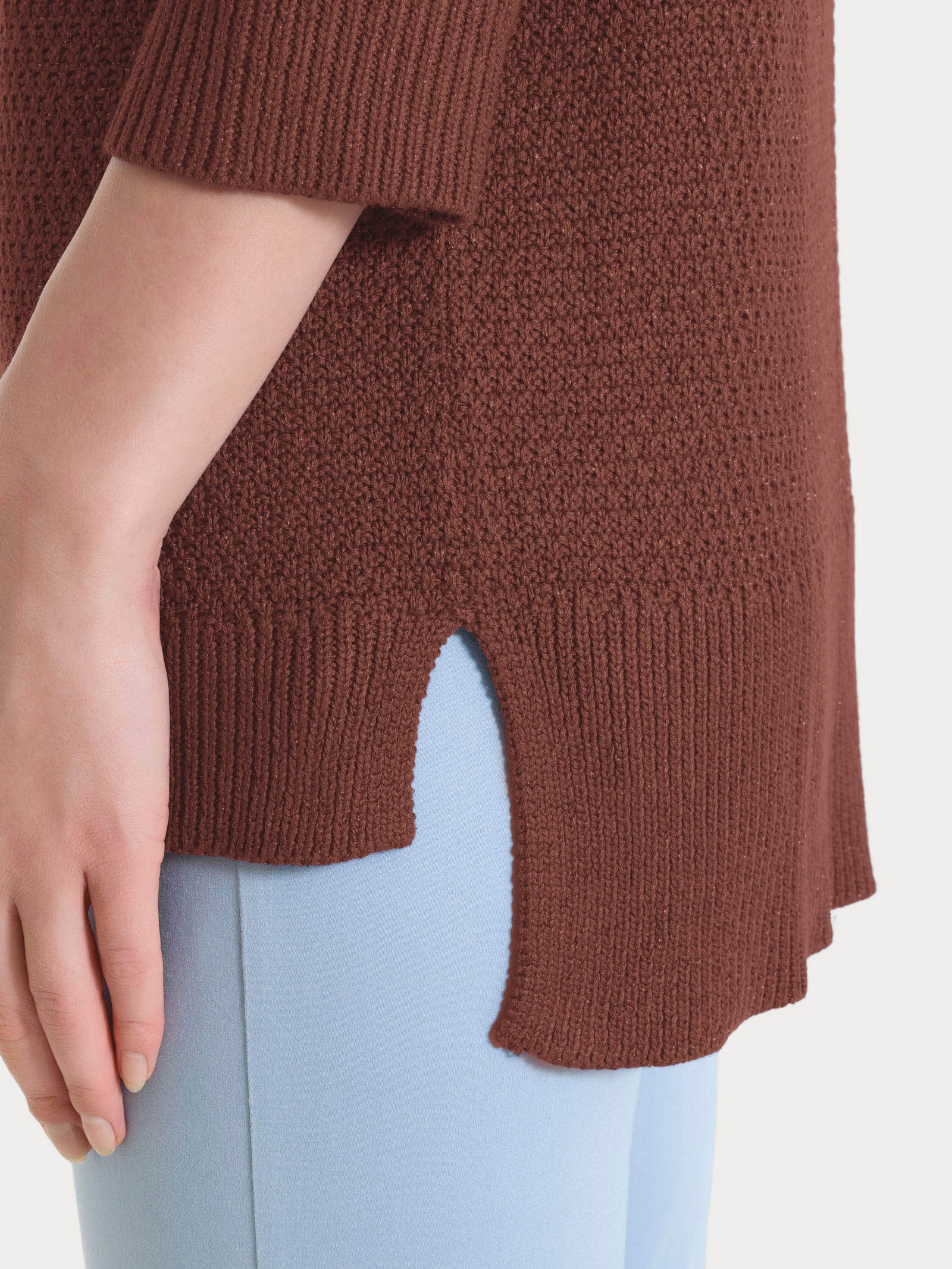 Ragno Cardigan Aperto Lurex Rice Stitch Cappuccino