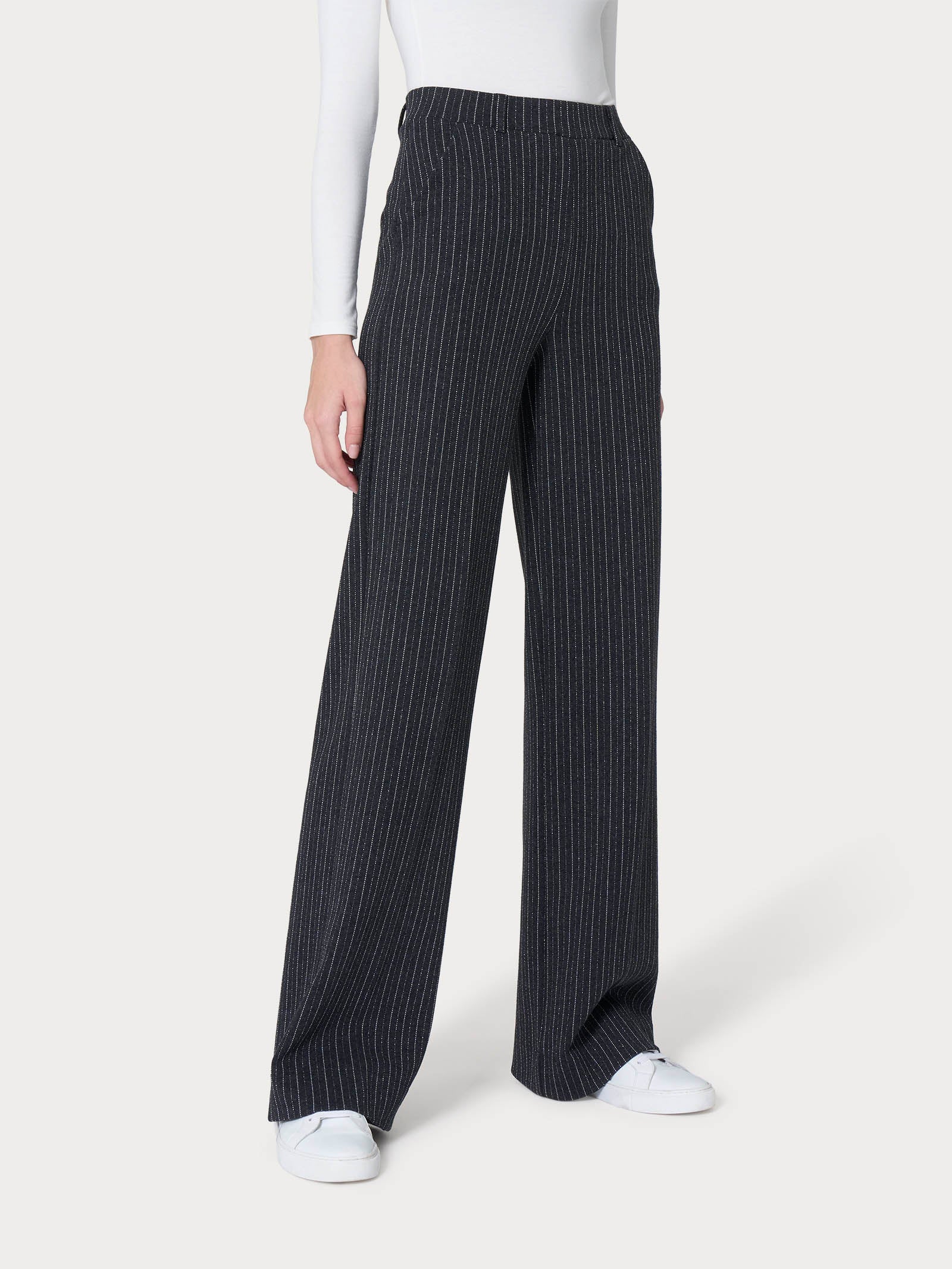 Ragno Compact The Wide Leg pantalone palazzo nero lurex