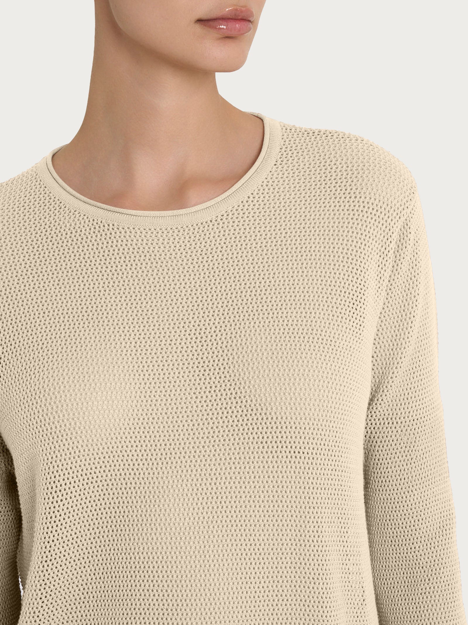 Ragno Puro Cotone Maglia Punto Rete Donna Wood Ash