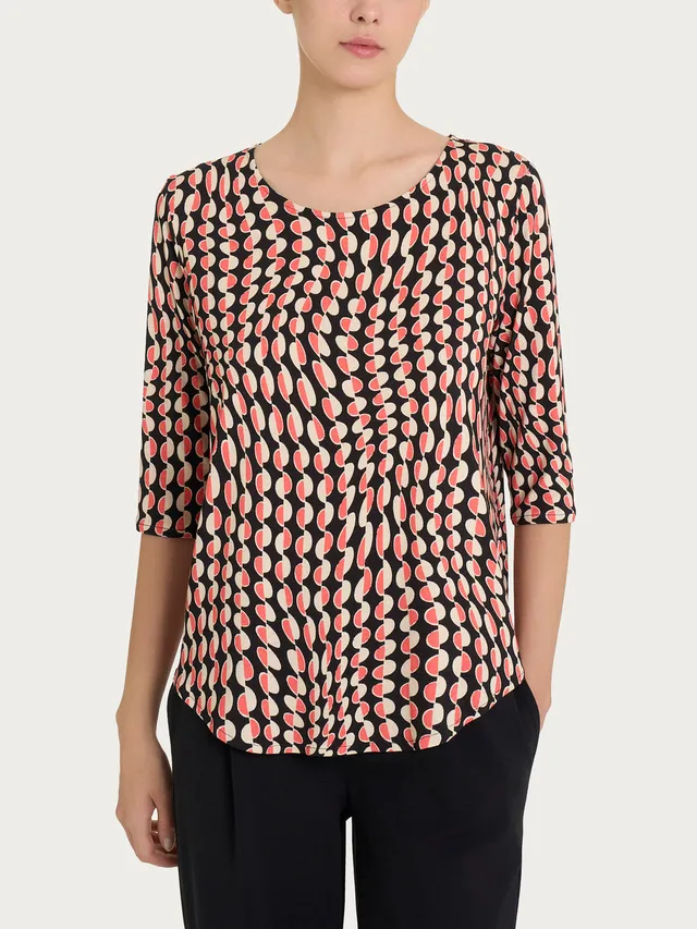 Ragno Viscosa Summer t-shirt onde scollo rotondo nero