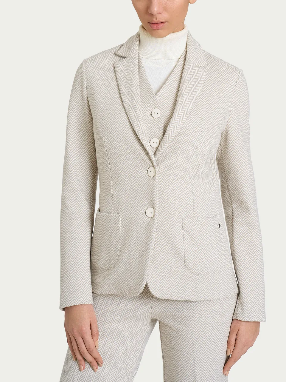 Ragno SL Blazer Due Bottoni Fantasia Avorio jacquard