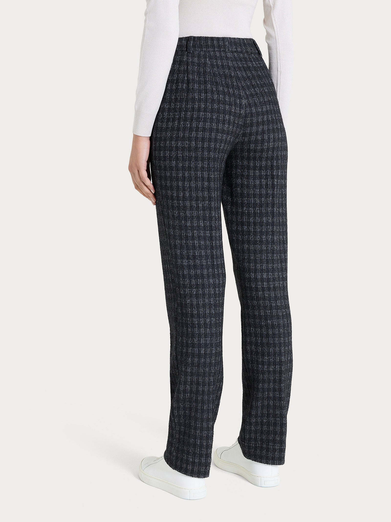 Ragno Compact pantalone dritto tasche misto lana nero check