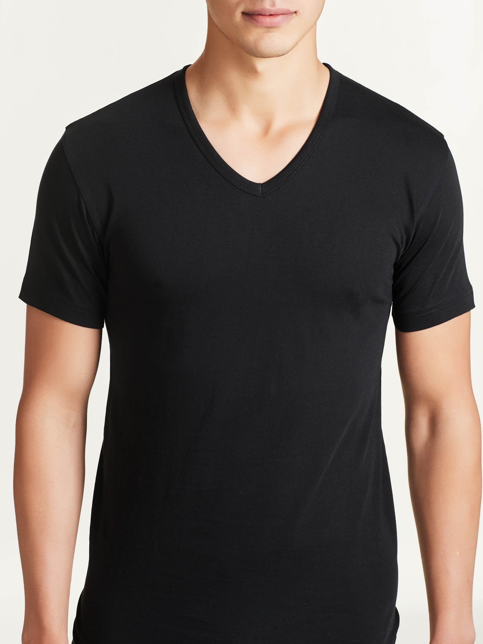 Ragno 100% Cotton maglietta scollo V nero bipack