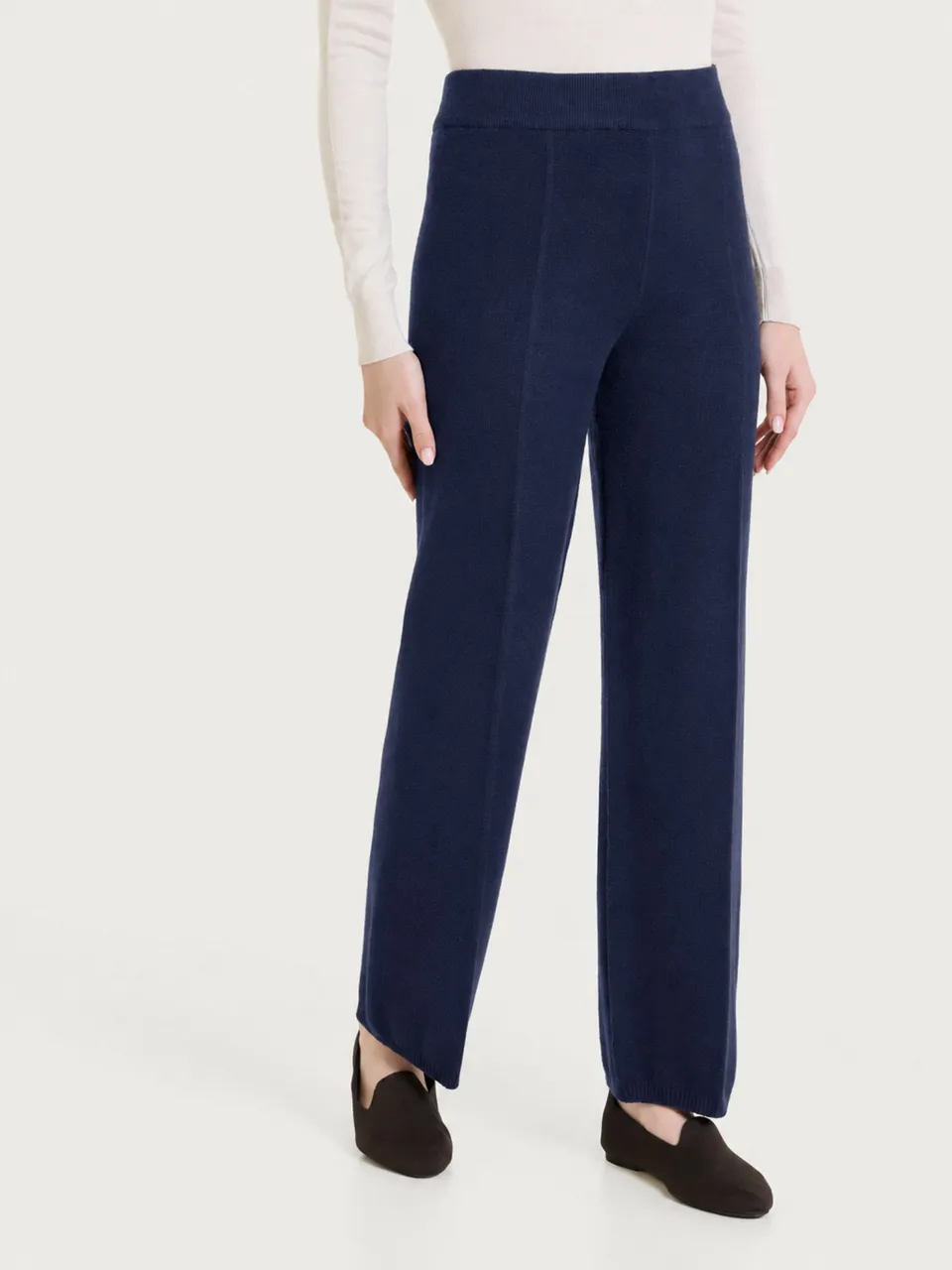 Ragno Soft Wool Pantalone Ampio Bleu wide leg lana