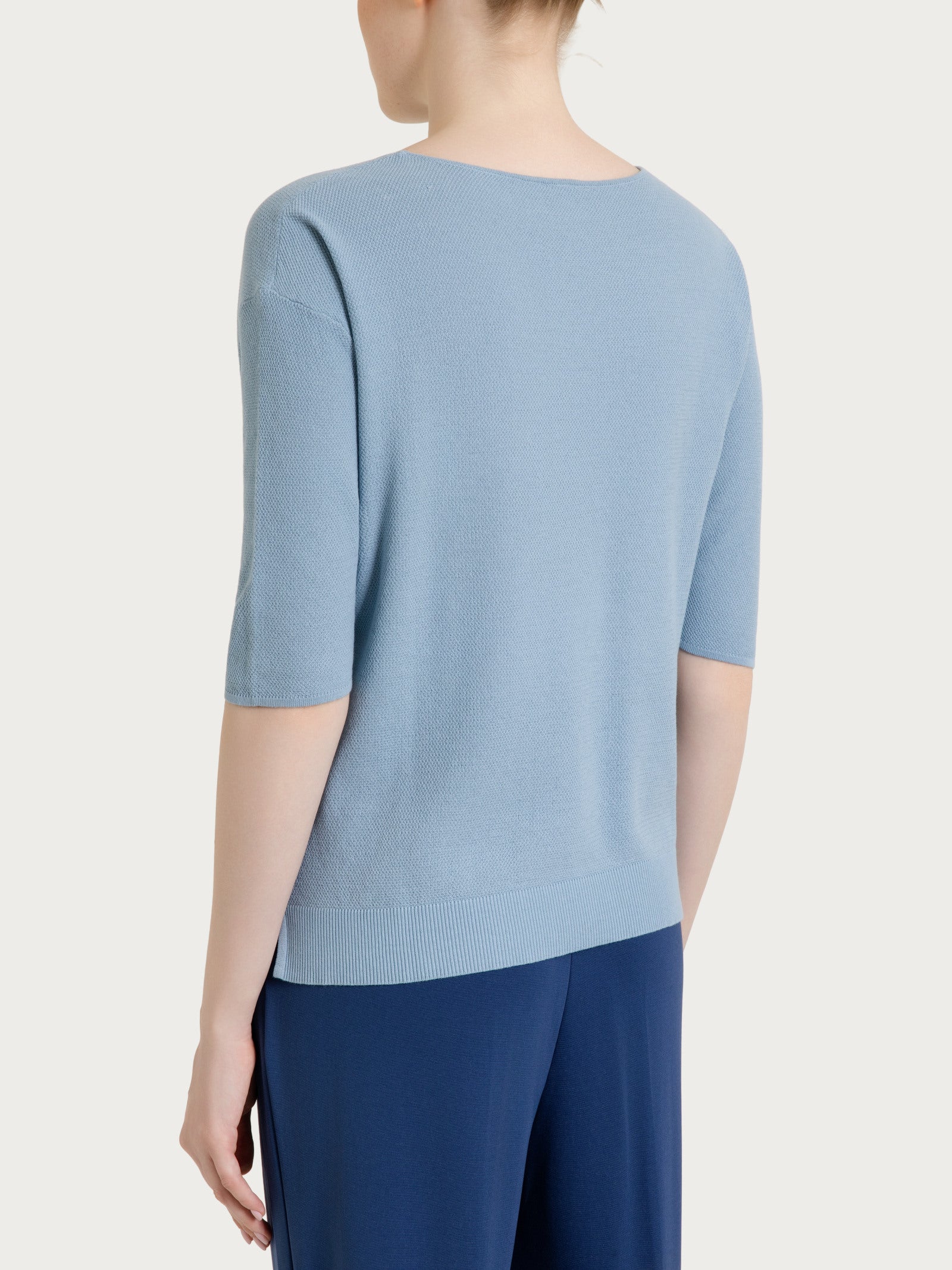Ragno Puro Cotone maglia girocollo piquet dusty blue