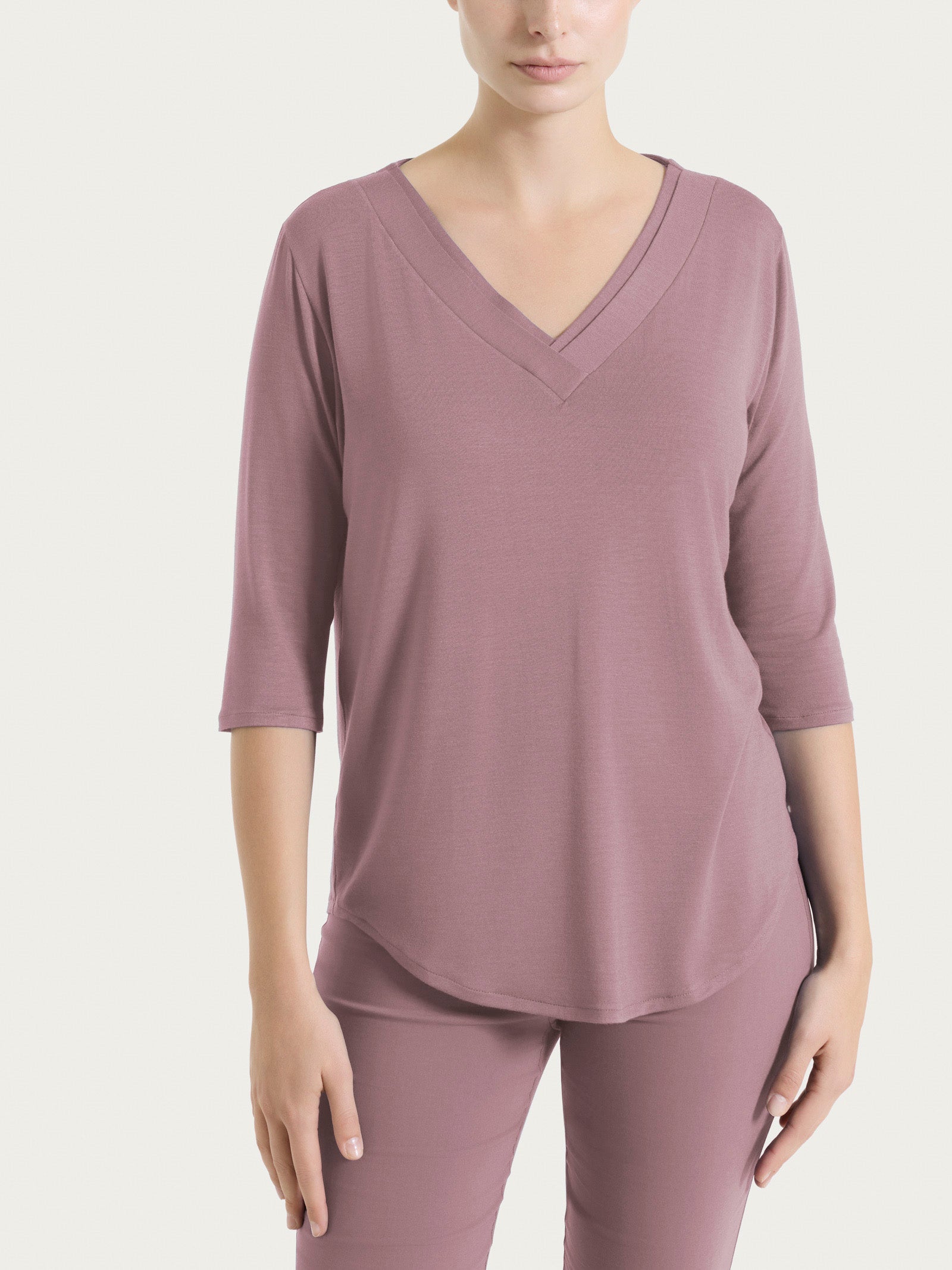 Ragno Viscosa Summer Maglietta Scollo V Twilight Mauve