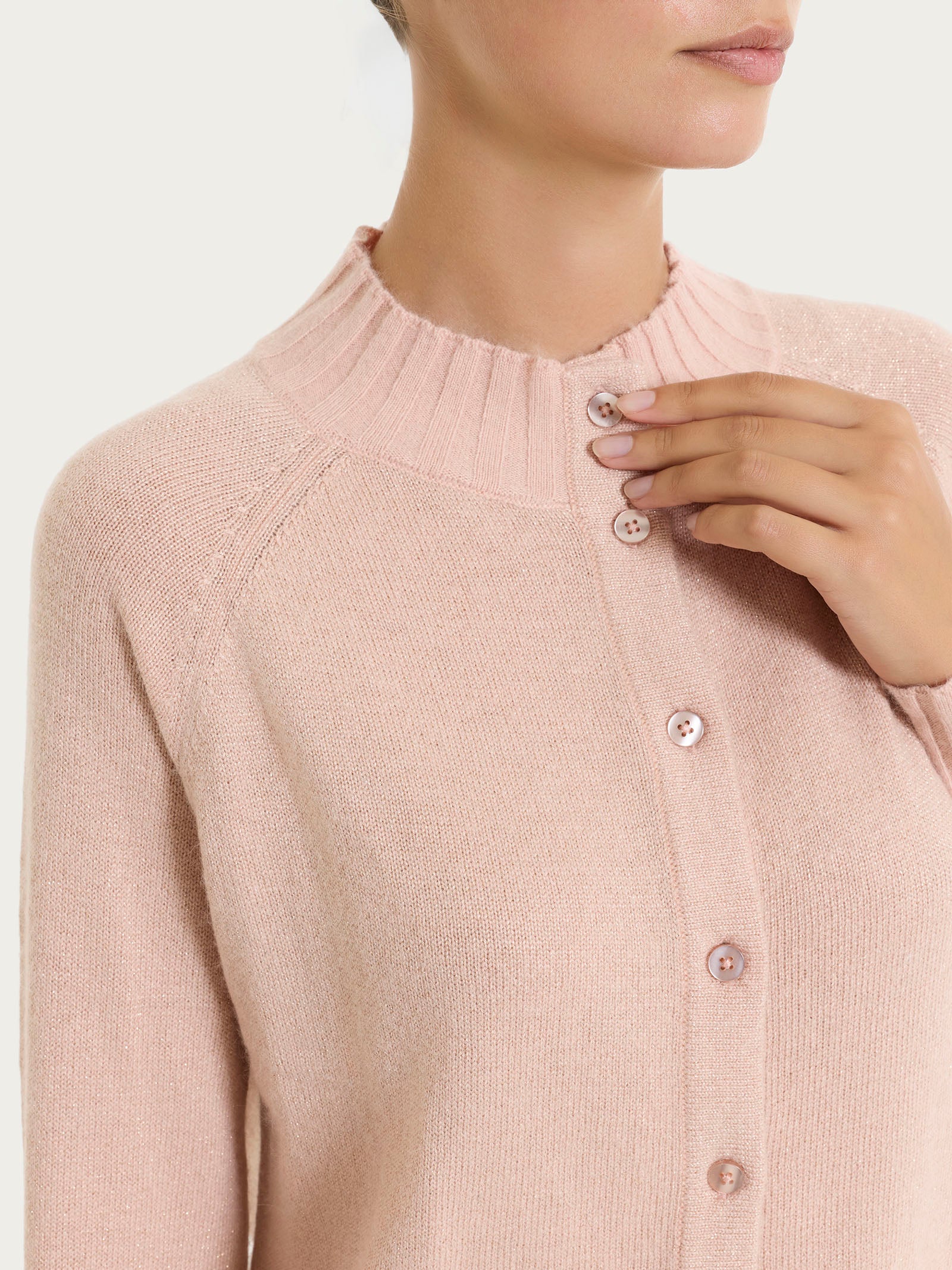 Ragno Natural Soft Cardigan corto Lurex Cameo Rose