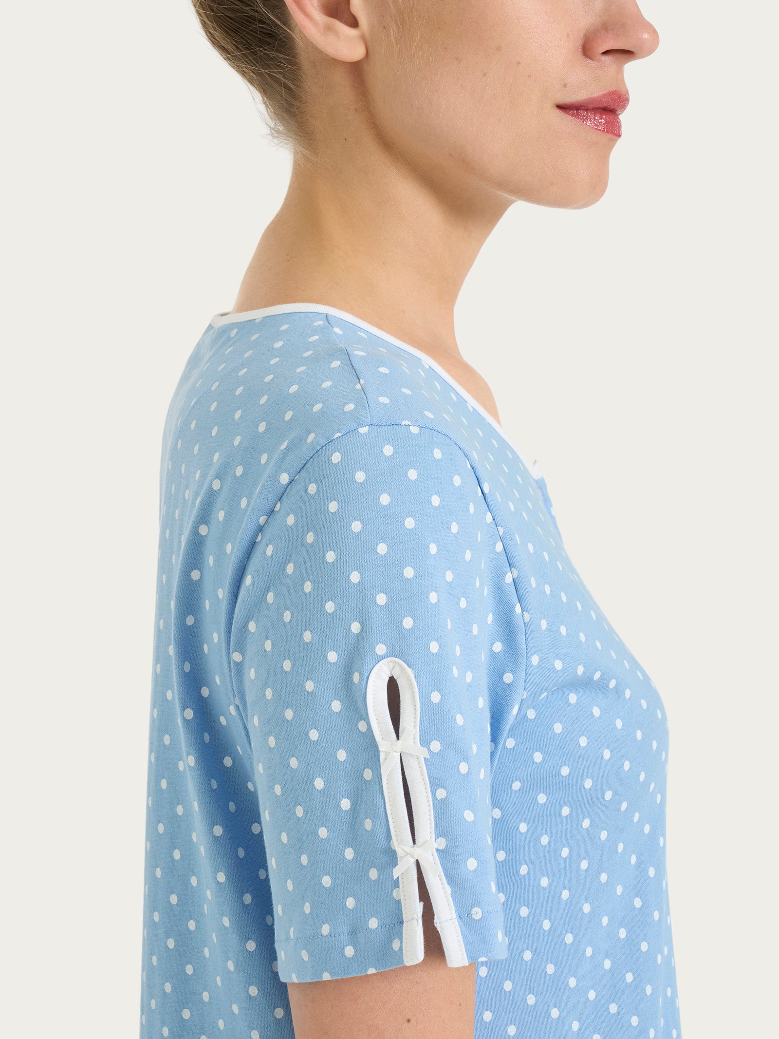 Ragno Jersey Cotone camicia notte pois serafino Della Robbia