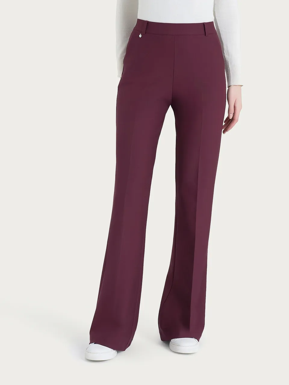 Ragno Compact Pantalone Flare fig viola elasticizzato