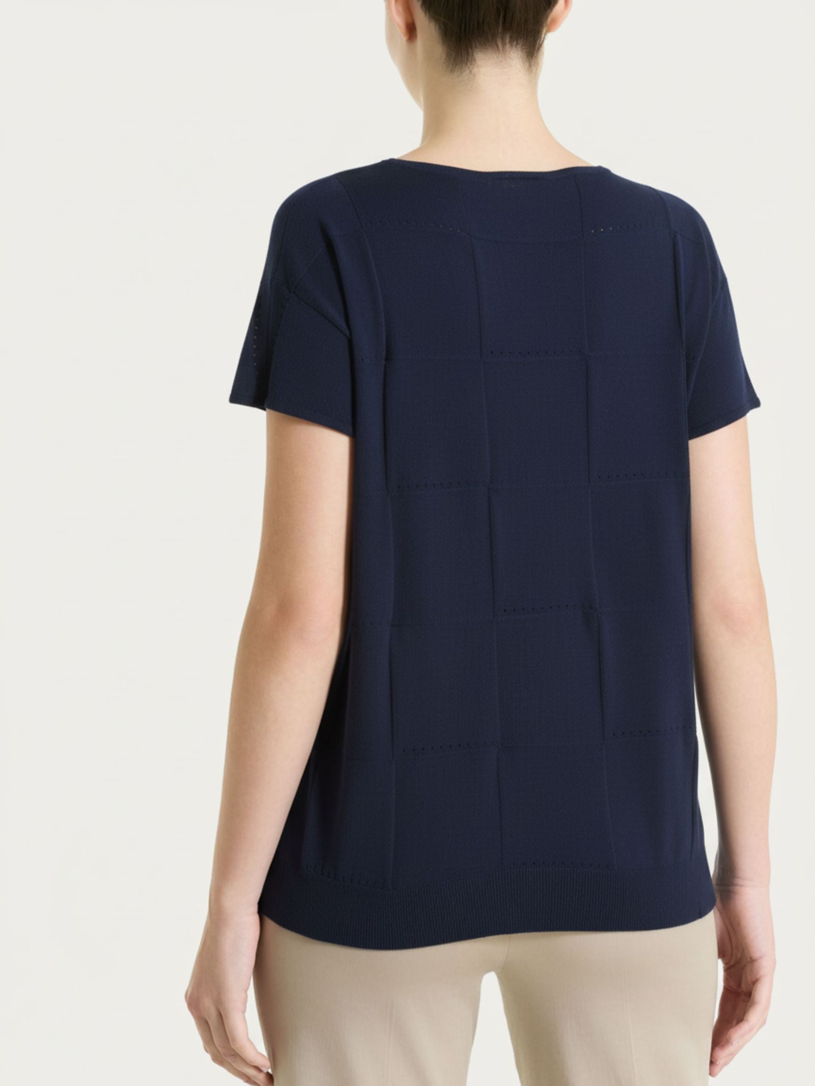 Ragno Maglia manica corta puro cotone blu fantasia check