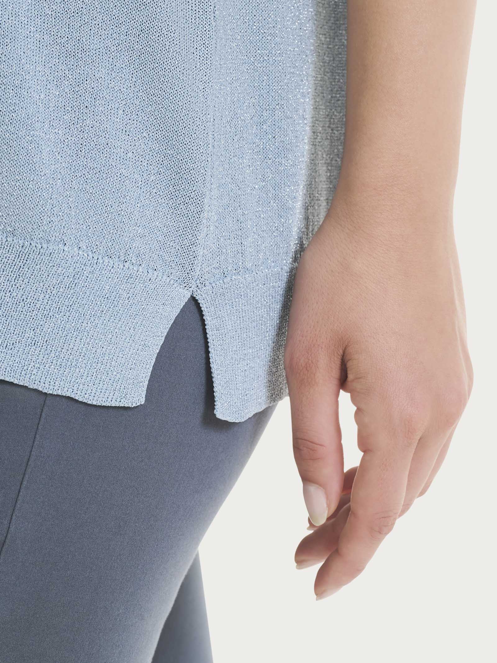 Ragno Crêpe Lurex maglia smanicata Dusty Blue brillante