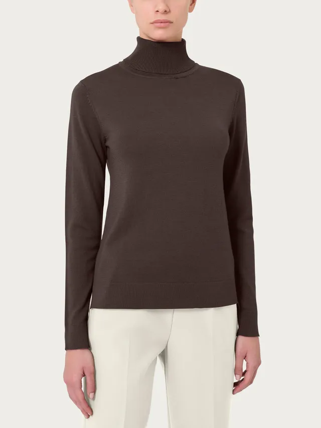 Ragno Merino Soft Dolcevita maglia lana chocolate torte