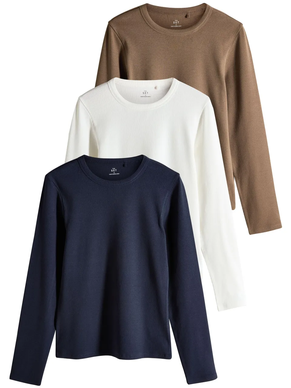 Next The Set maglietta coste girocollo 3 pezzi cotone