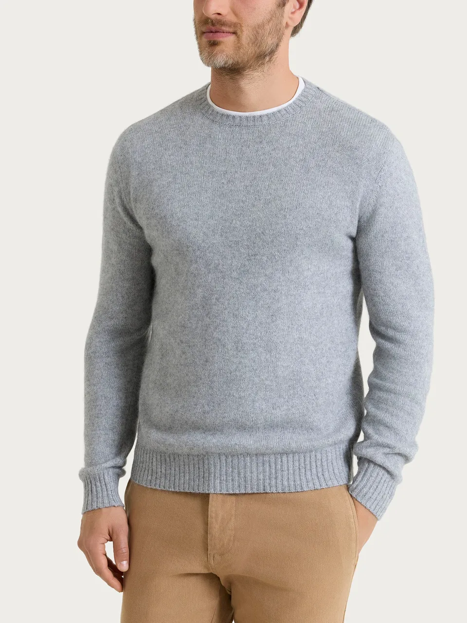 Ragno Natural Soft pull girocollo grigio Ghiaia Mel. uomo