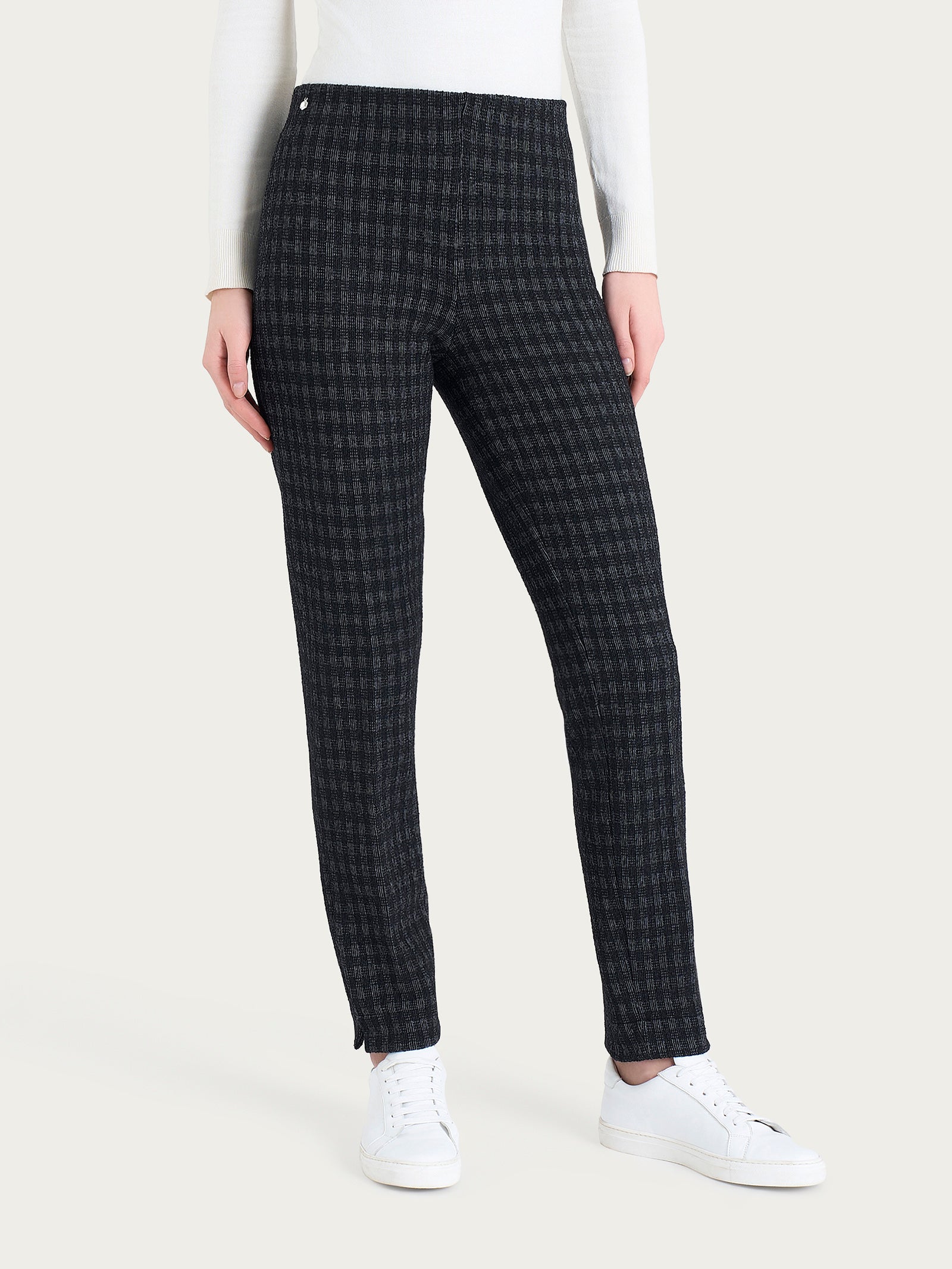 Ragno Compact pantalone sigaretta fantasia nero