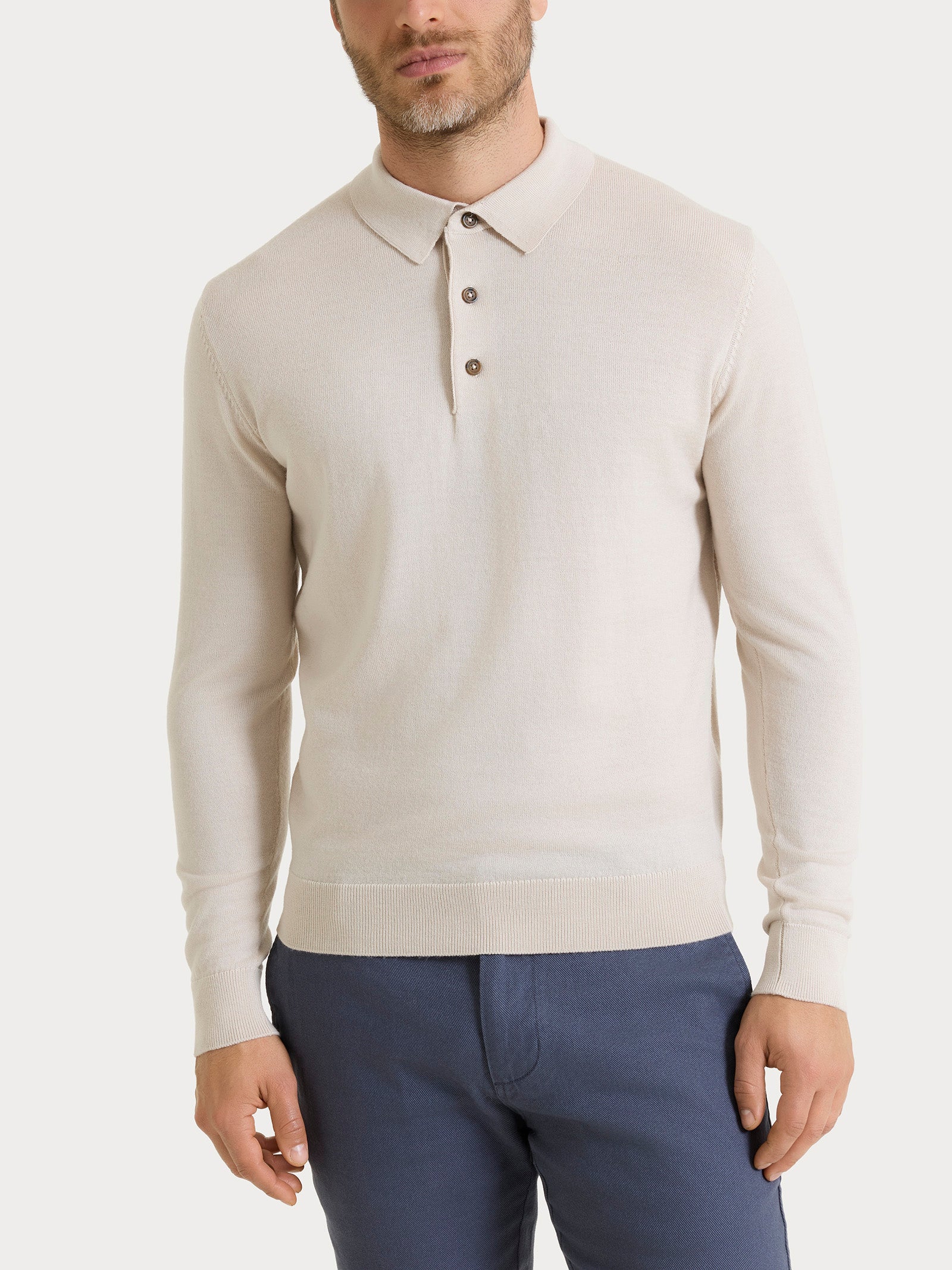 Ragno Merino Soft polo lana manica lunga Champignon