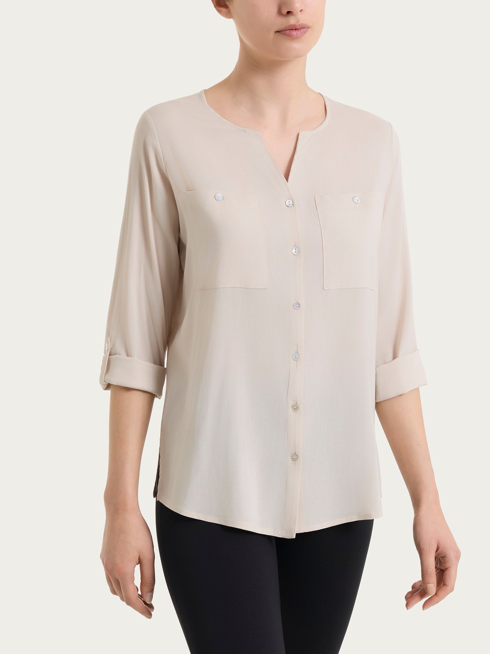 Ragno Voile Stretch camicia champignon manica risvoltabile