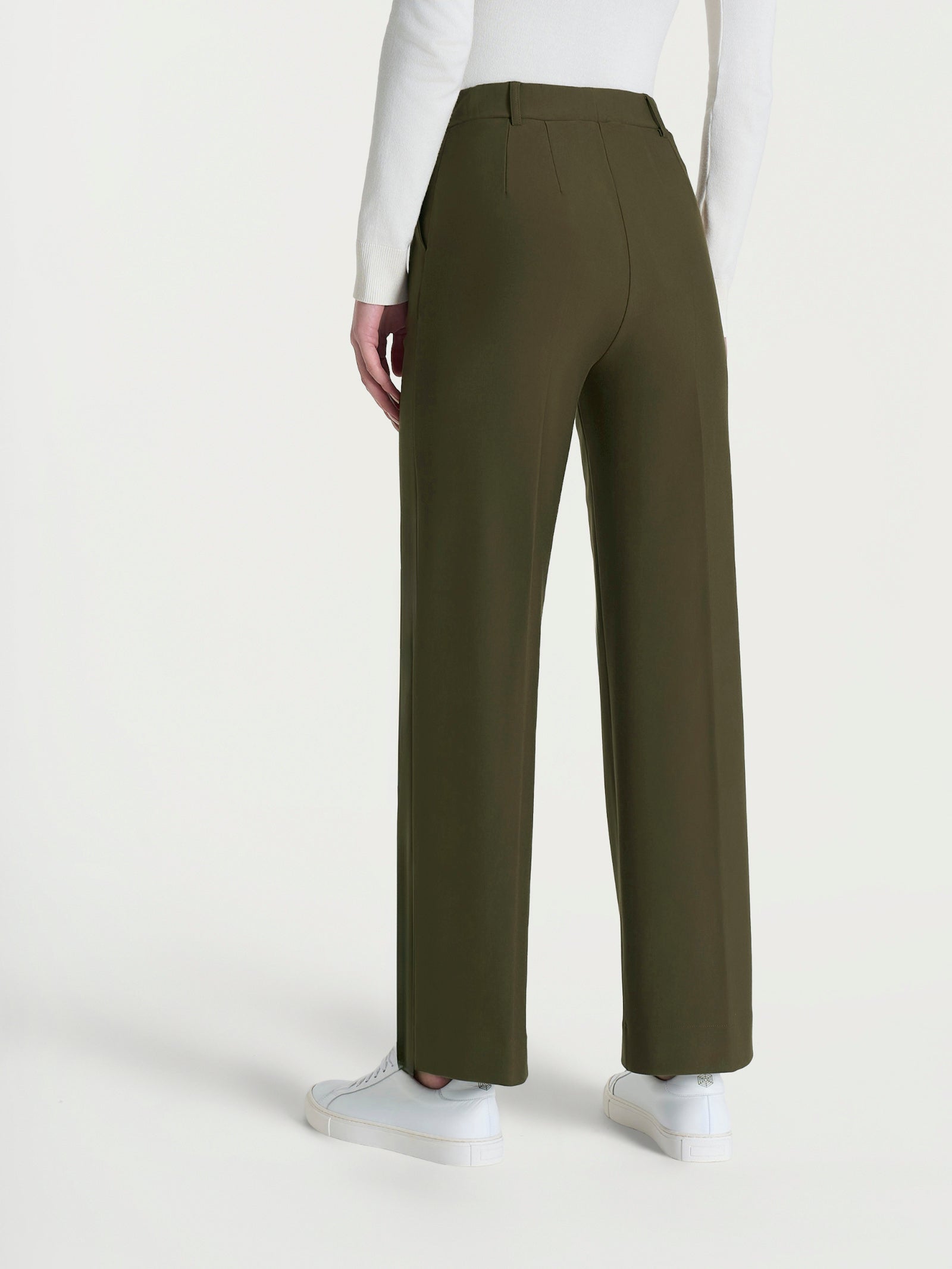 Ragno Compact The Cropped pantalone Dark Olive gamba larga