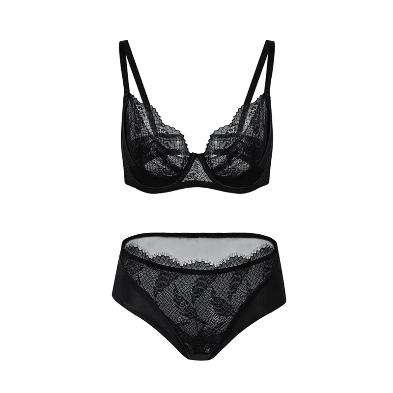 Maria Grazia Severi Midnight Floral Lace set intimo nero in pizzo