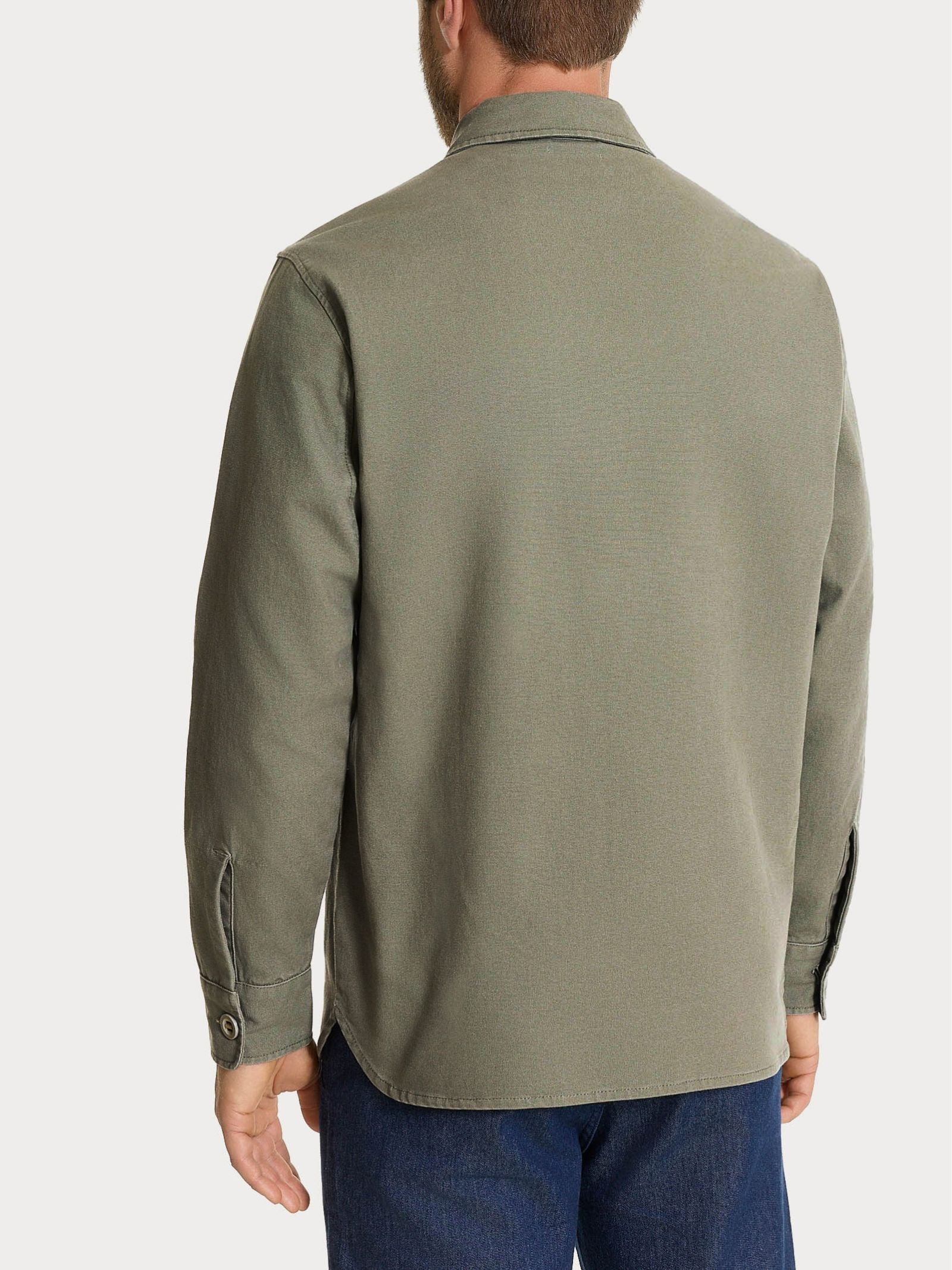 Ragno Canvas Stretch Shacket Uomo Regular Seagrass