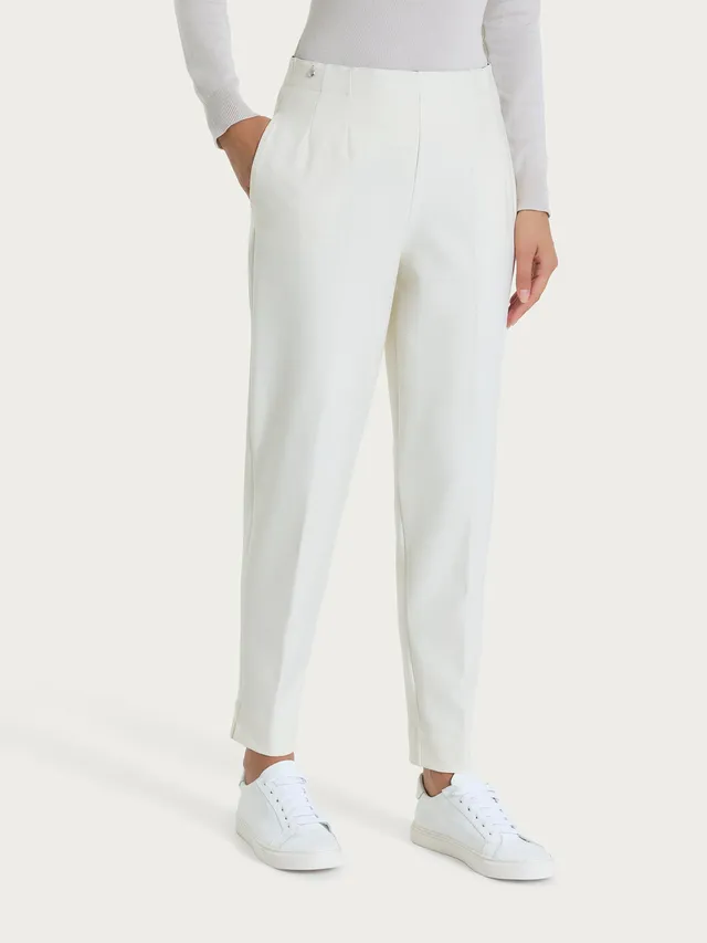 Ragno Compact pantalone a carota con tasche Avorio