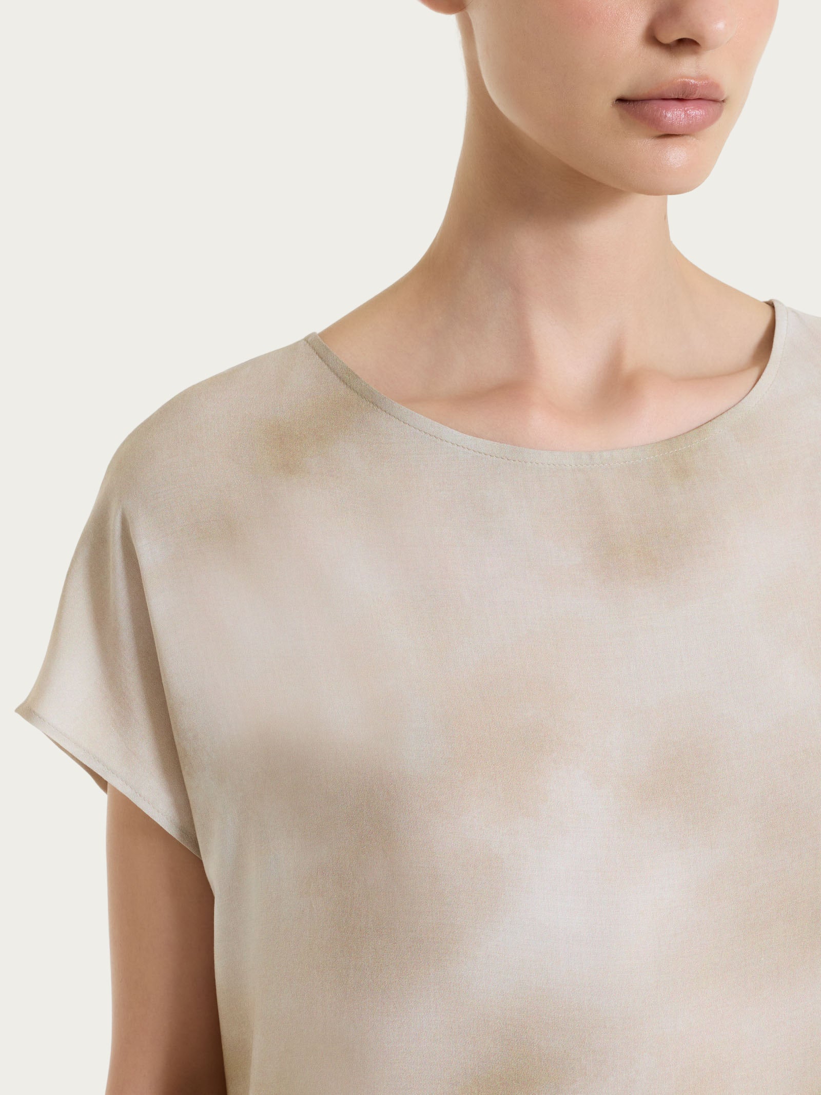 Ragno EcoSeta blusa manica corta fantasia Crockery raso