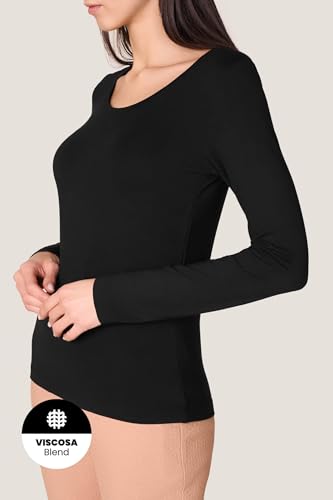 Goldenpoint Maglia Donna Girocollo Aderente Manica Lunga