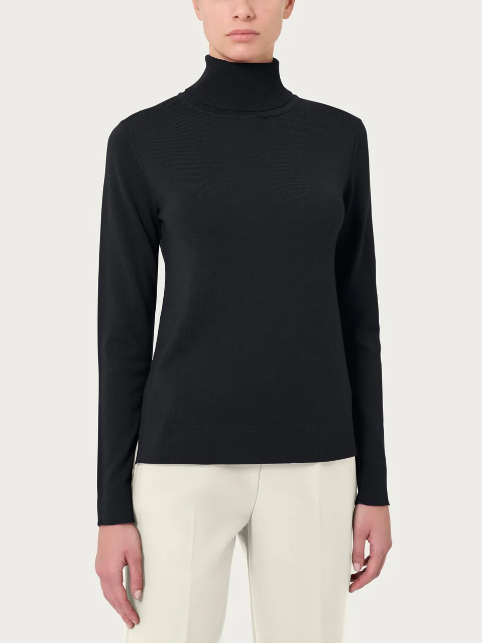 Ragno Merino Soft dolcevita lana collo roulè Nero