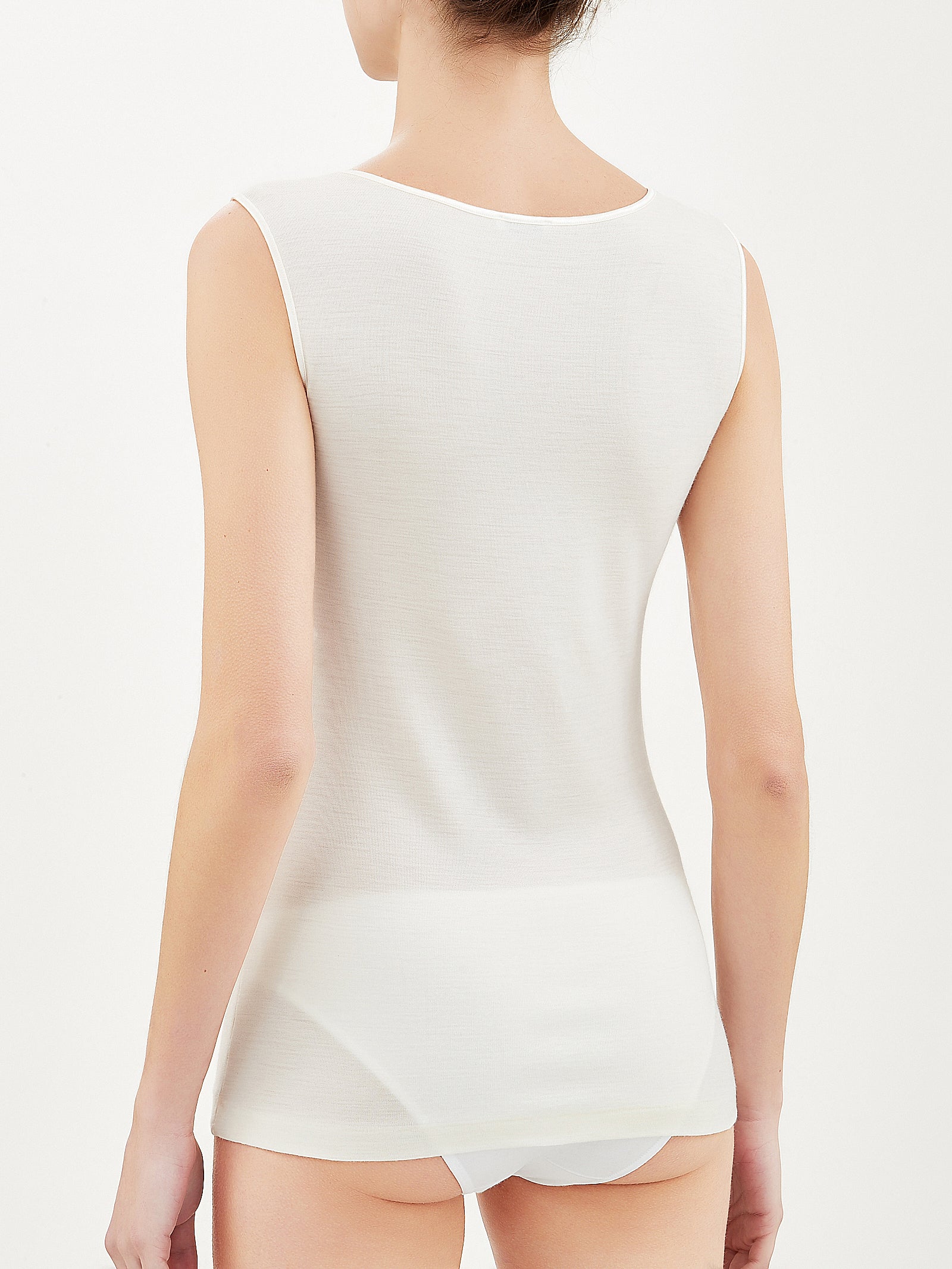 Ragno Merino Medium Canottiera Lana Spalla Larga Bianco