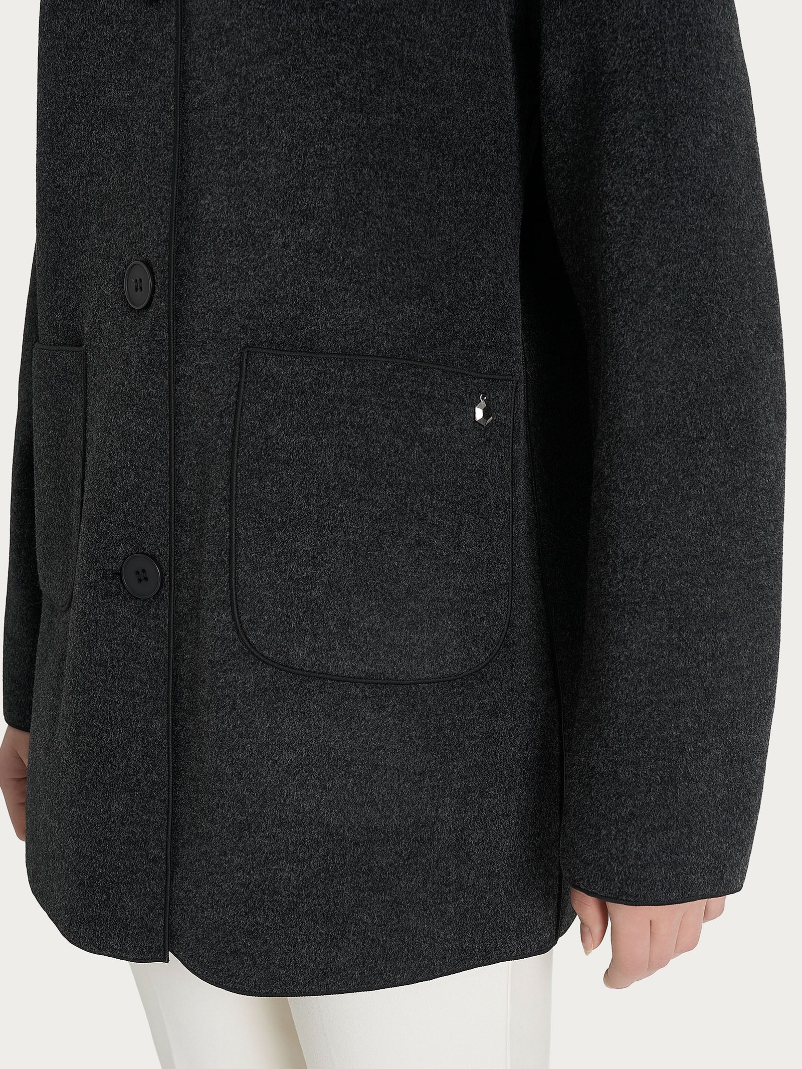 Ragno Vegan Wool giaccone cappuccio nero caldo